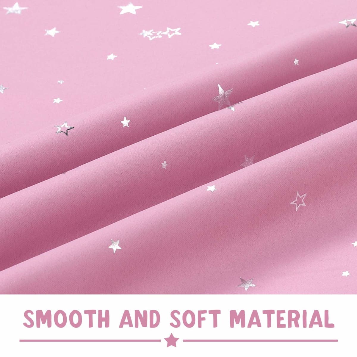 PrinceDeco Blackout Kids Curtains for Bedroom Thermal Insulated Silver Twinkle Star Curtains for Girls Antique Grommet Top Window Treatment 2 Panels Drapes for Nursery (52" W x 63" L, Pink/Silver) thumbnail 5