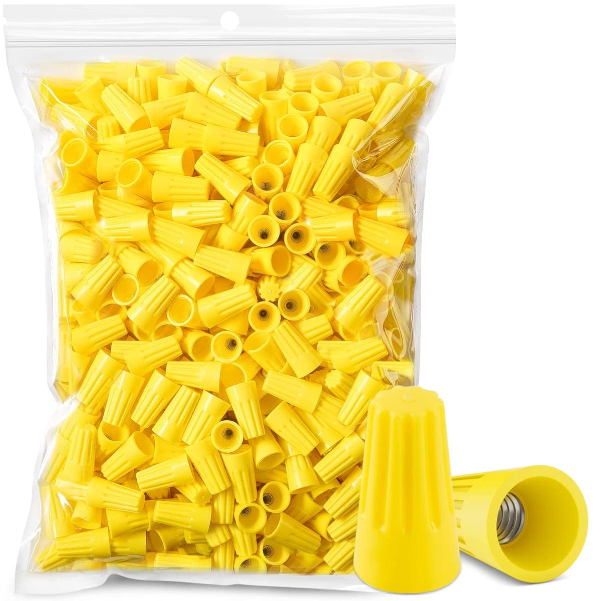 Crweety 600Pcs Wire Connectors Nuts 0.96"X0.54" Inches Electric Wire Caps Insulating Insert Twist Electrical Wire Connectors Yellow Wire Assortment Nuts for Quick Connection — image 1