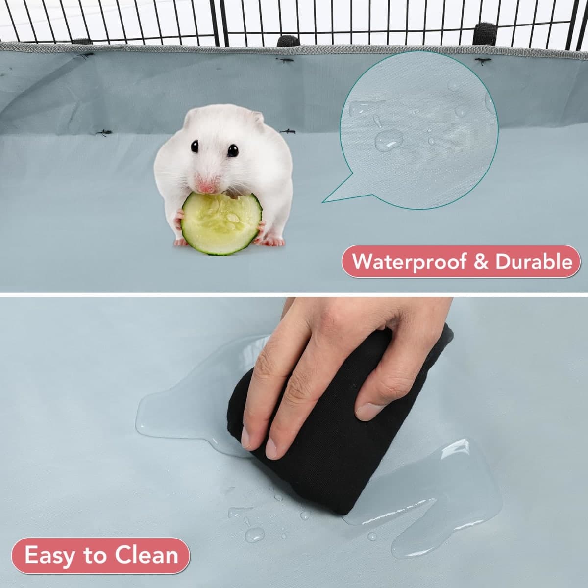 VISCOO 12 Panels Small Animal Playpen,Pet Playpen with Waterproof Mat,C&C Cage for Guinea Pigs,Puppy Play Pen,Bunny Playpen,Indoor Outdoor Portable Metal Wire Yard Fence thumbnail 5