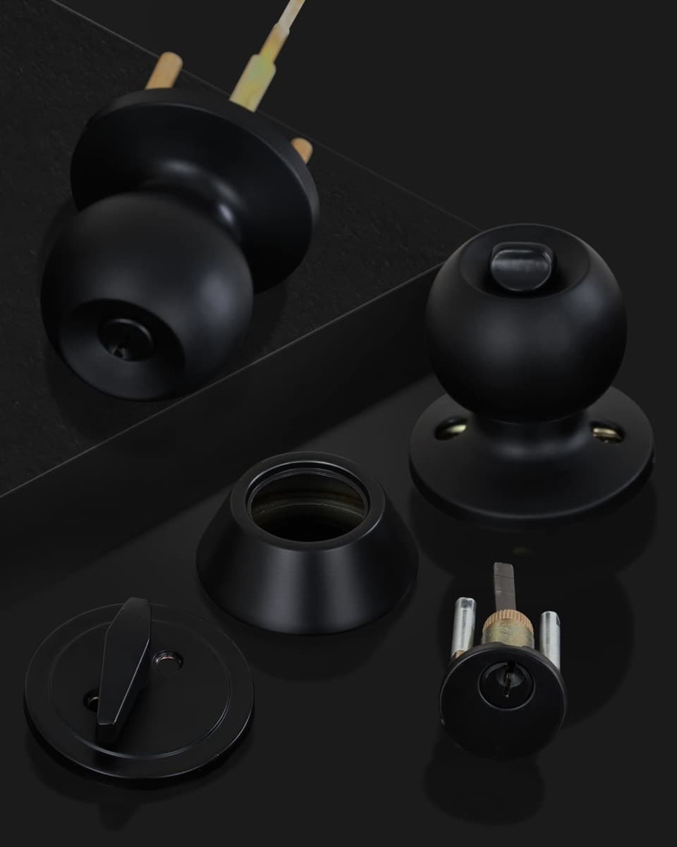 (4 Sets) All Keyed Same Entry Knobs&Single Cylinder Deadbolt for Exterior Front Doors, Matte Black Finish Entry Door Lock with Same Keys by Lanwandeng thumbnail 2