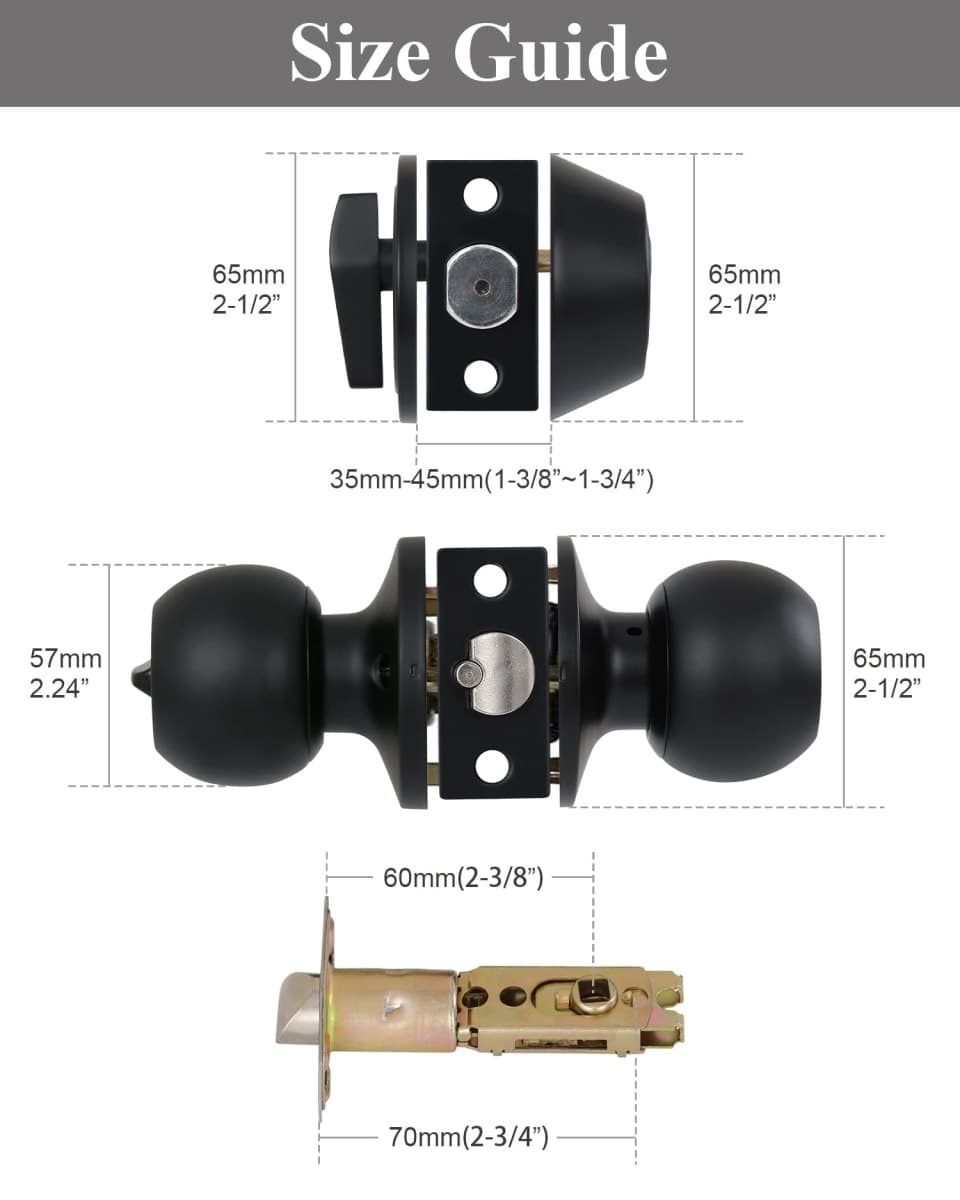 (4 Sets) All Keyed Same Entry Knobs&Single Cylinder Deadbolt for Exterior Front Doors, Matte Black Finish Entry Door Lock with Same Keys by Lanwandeng thumbnail 4