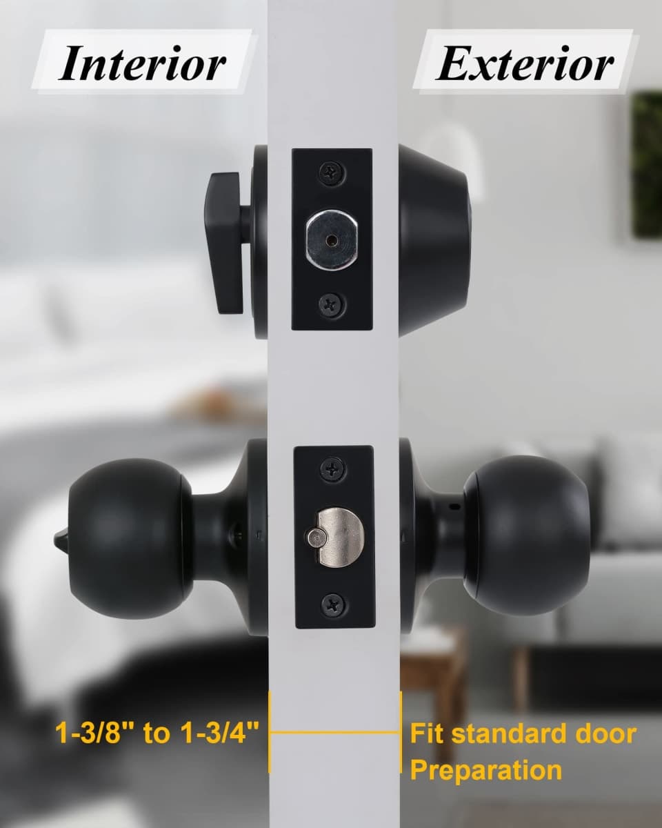 (4 Sets) All Keyed Same Entry Knobs&Single Cylinder Deadbolt for Exterior Front Doors, Matte Black Finish Entry Door Lock with Same Keys by Lanwandeng thumbnail 5