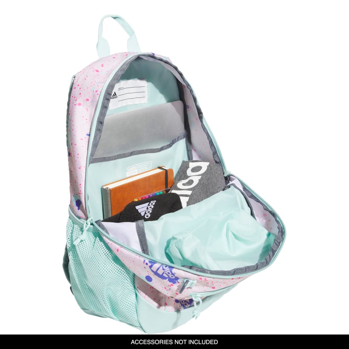 adidas Creator 2.0 Backpack (21l) Durable Small Athletic Laptop Bag, Splatter Sandy Pink/Semi Flash Aqua Blue, OSFA, Creator School Backpack for Girls & Boys — Durable Bookbag thumbnail 3