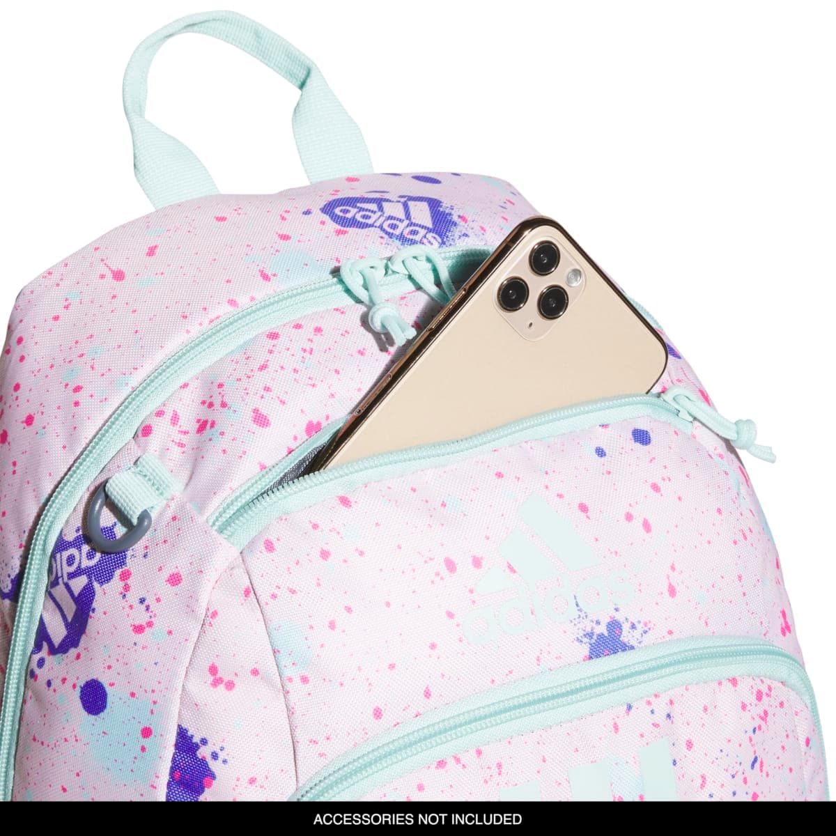 adidas Creator 2.0 Backpack (21l) Durable Small Athletic Laptop Bag, Splatter Sandy Pink/Semi Flash Aqua Blue, OSFA, Creator School Backpack for Girls & Boys — Durable Bookbag thumbnail 4