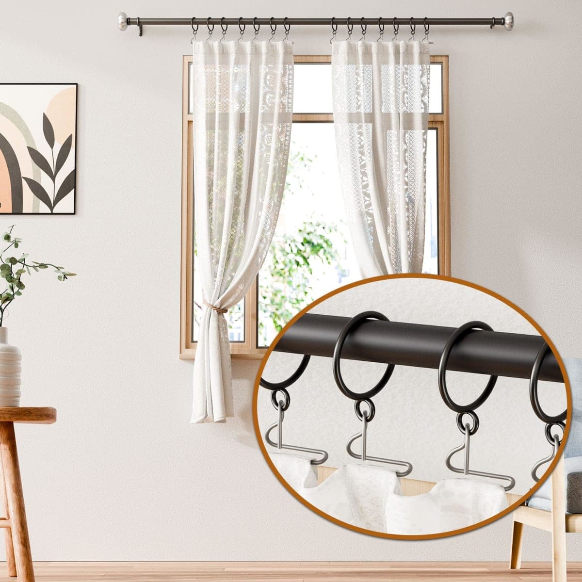 GASRONS 50 Pack Metal Curtain Rings with Eyelets, 1.5 inch Inner Diameter Drapery Rings Apply for Curtain Rods(Fits Up to 1 1/4-Inch Rod) thumbnail 4