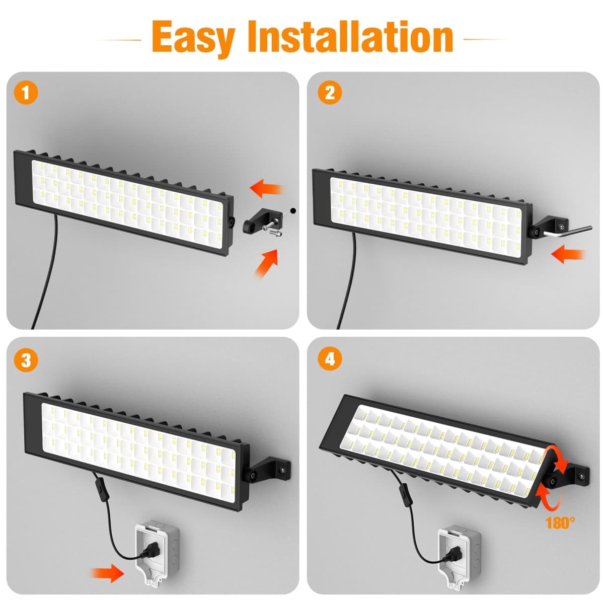 omibee 100W Led Shop Lights,2Pack Shop Light for Workshop,IP66 Waterproof Garage Lights with Plug,4.92ft Power Cord and On/Off Switch,11000LM 6500K Super Bright Led Work Light for Yard,Shop,Warehouse thumbnail 4