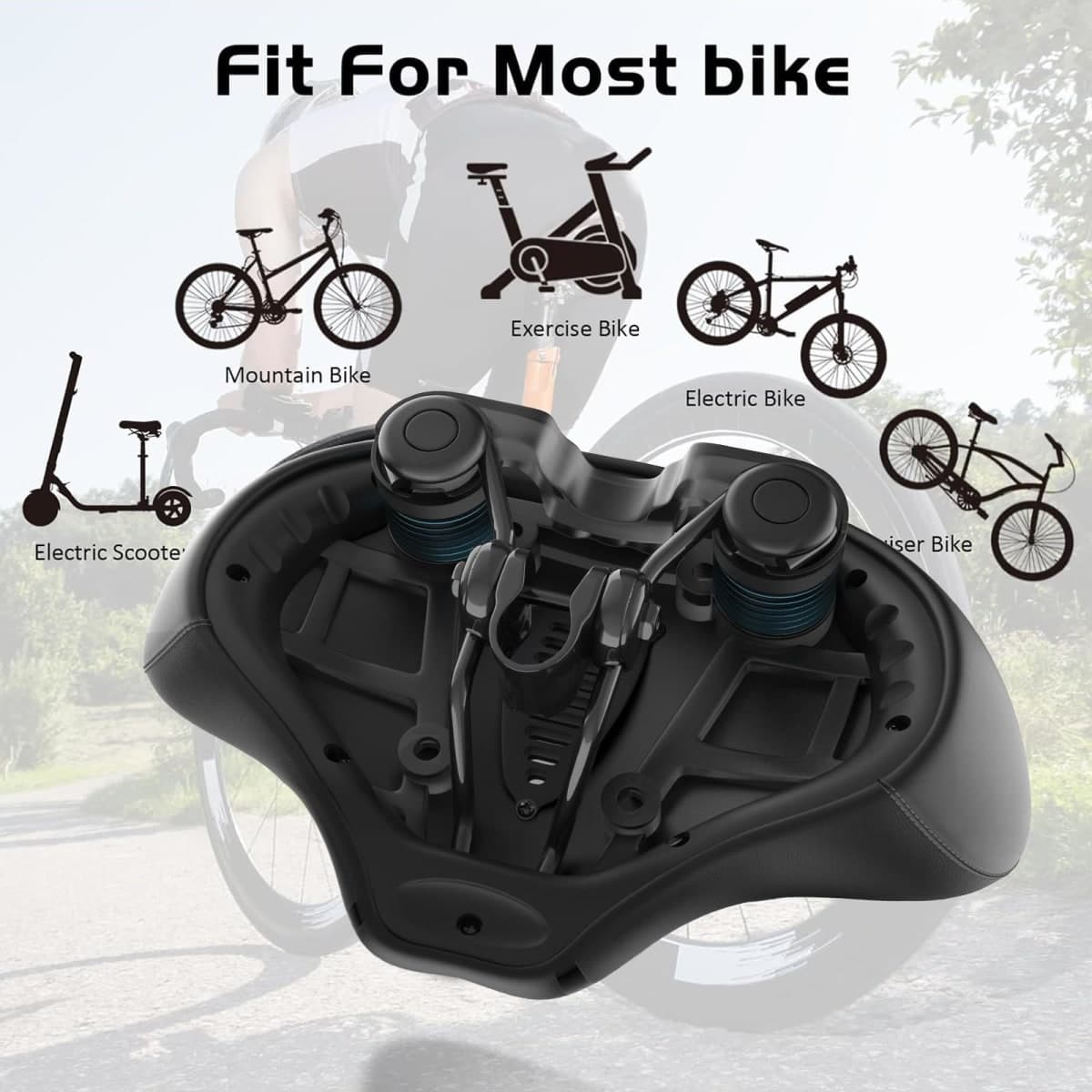 New Noseless Bike Seat Cushion for Men & Women - Extra Padding & Comfort Wide Bicycle Seat, Comfortable Saddle for Peloton Bikes, Exercise Bikes, Electric Bikes, Cruiser Bikes thumbnail 5