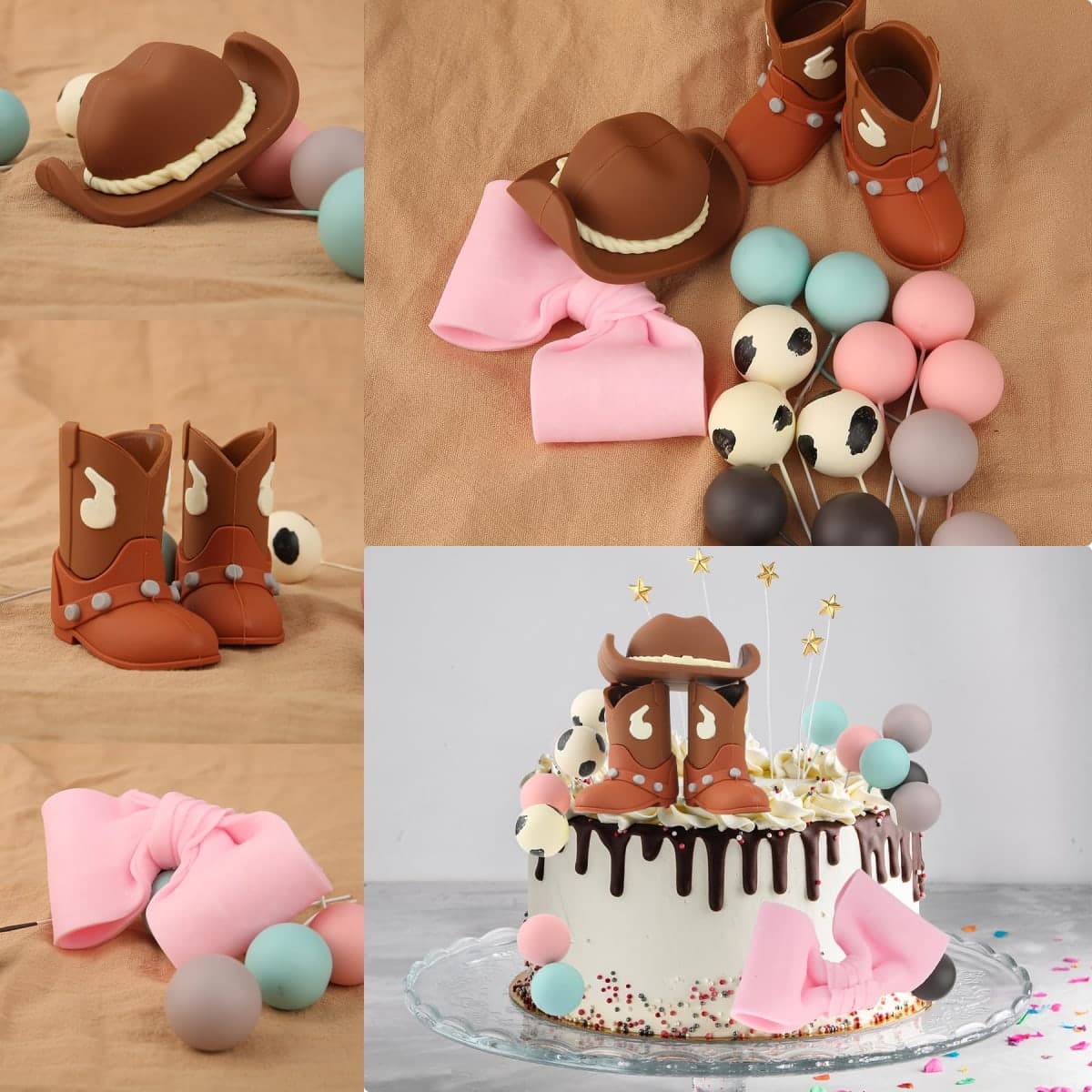 Boots or Bows Cake Topper - Western Theme Boots or Bows Gender Reveal Decorations, Cowboy Cowgirl Boy and Girl Gender Reveal Cake Decorations Party Supplies for Baby Shower Birthday Party thumbnail 4