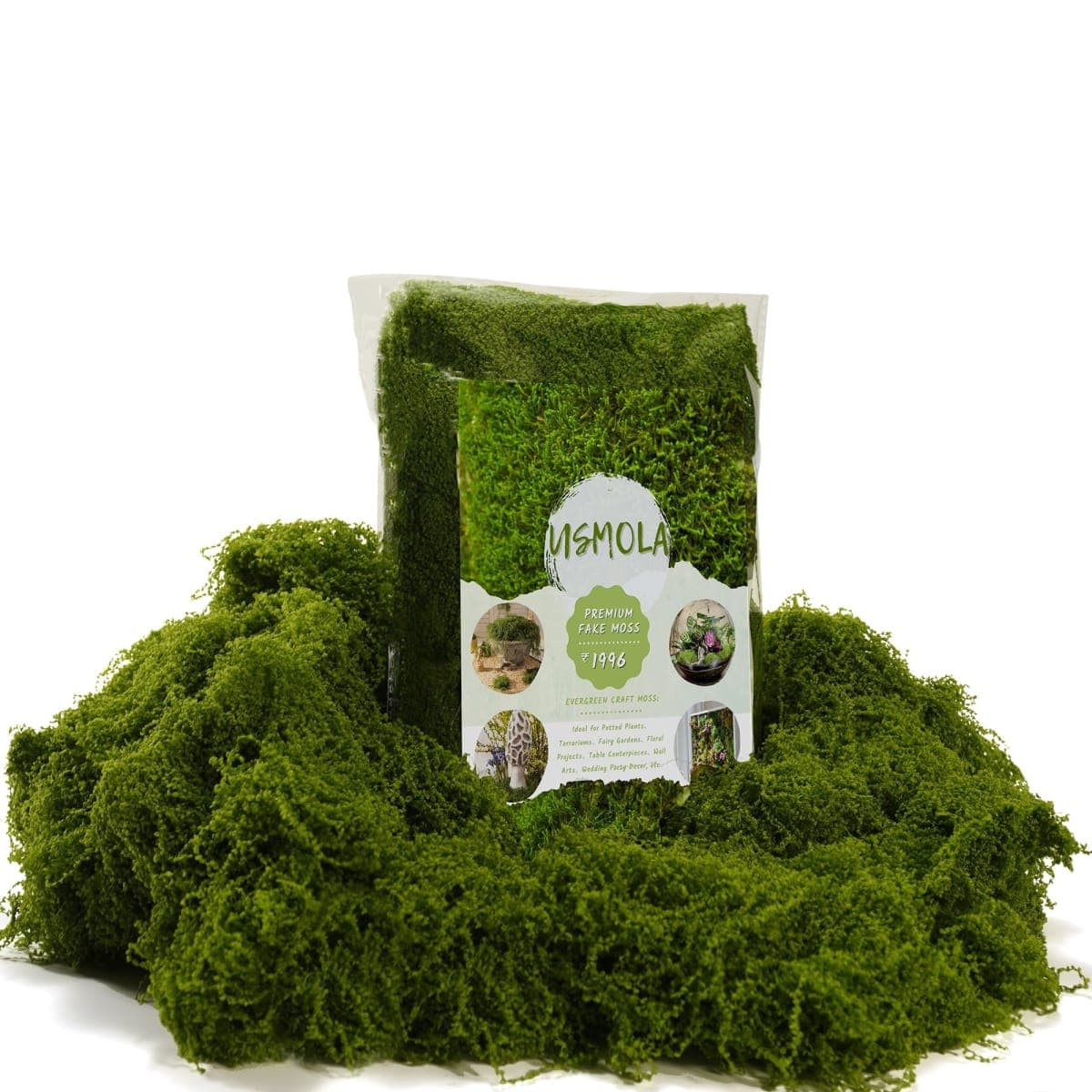 USMOLA Fake Moss for Potted Plants Indoor, 7OZ Green Moss for Crafts - Realistic Faux Moss Decor for DIY, Terrariums, Fairy Gardens & Table Centerpieces - Craft Moss for Home Decor (Natural Green) thumbnail 3