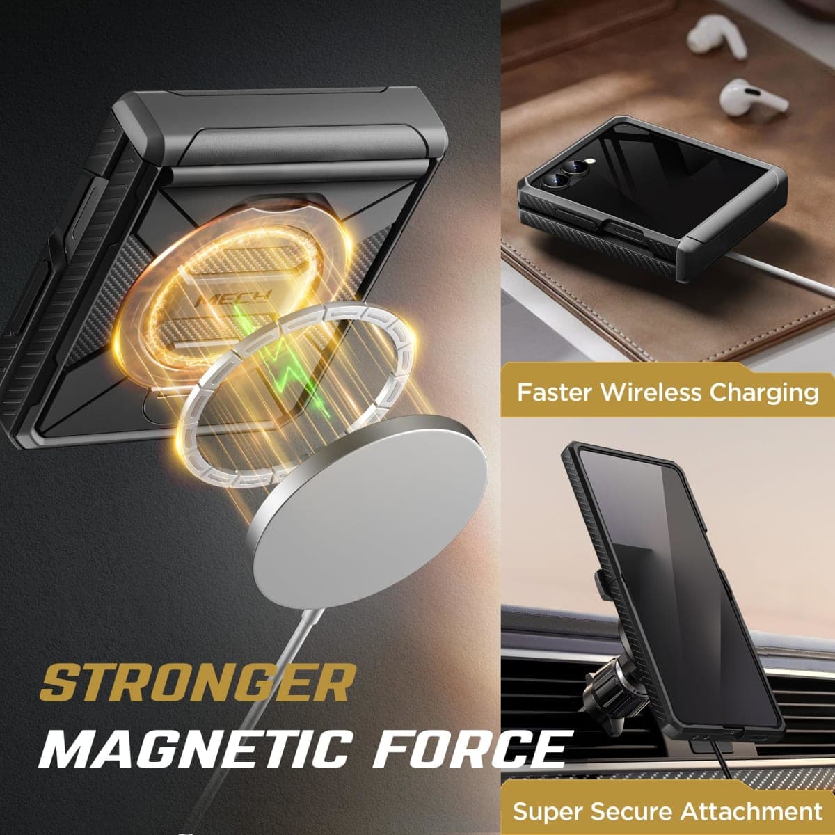 TONGATE 360° Spin Magnetic Stand for Z Flip 7 Case with Privacy Screen Protector, [Compatible with Magsafe] [Anti Spy] Full-Body Shockproof Samsung Galaxy Z Flip 7 Case with Hinge Protection, Blue thumbnail 4