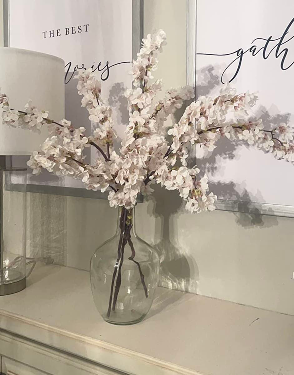 Hewory Large Glass Vase for Decor, 12in Clear Tall Farmhouse Decorative Floor Vase, Round Bubble Balloon Glass Jug Vases for Coffee Table Fireplace Mantel Entryway Living Room Bedroom Kitchen thumbnail 4