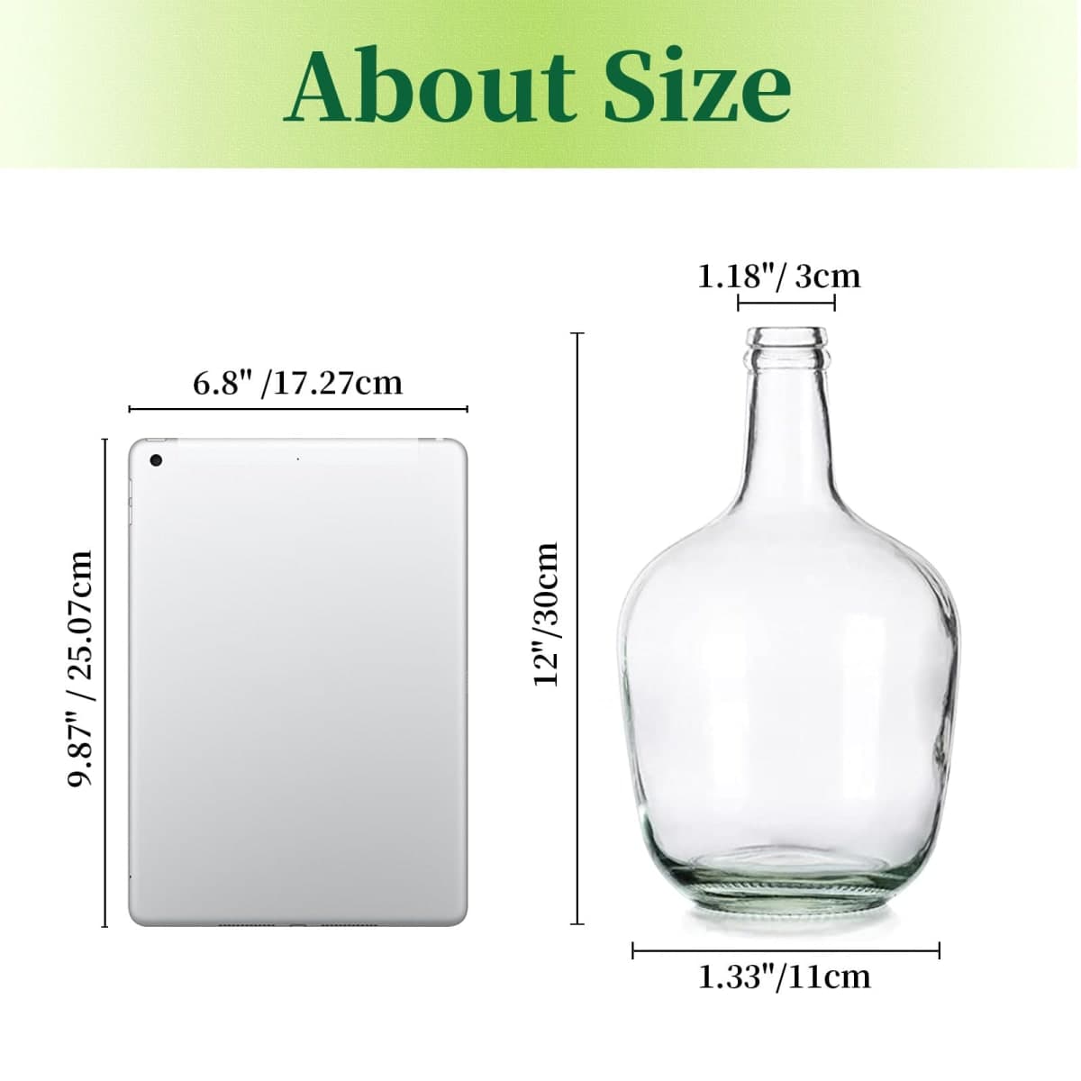 Hewory Large Glass Vase for Decor, 12in Clear Tall Farmhouse Decorative Floor Vase, Round Bubble Balloon Glass Jug Vases for Coffee Table Fireplace Mantel Entryway Living Room Bedroom Kitchen thumbnail 5