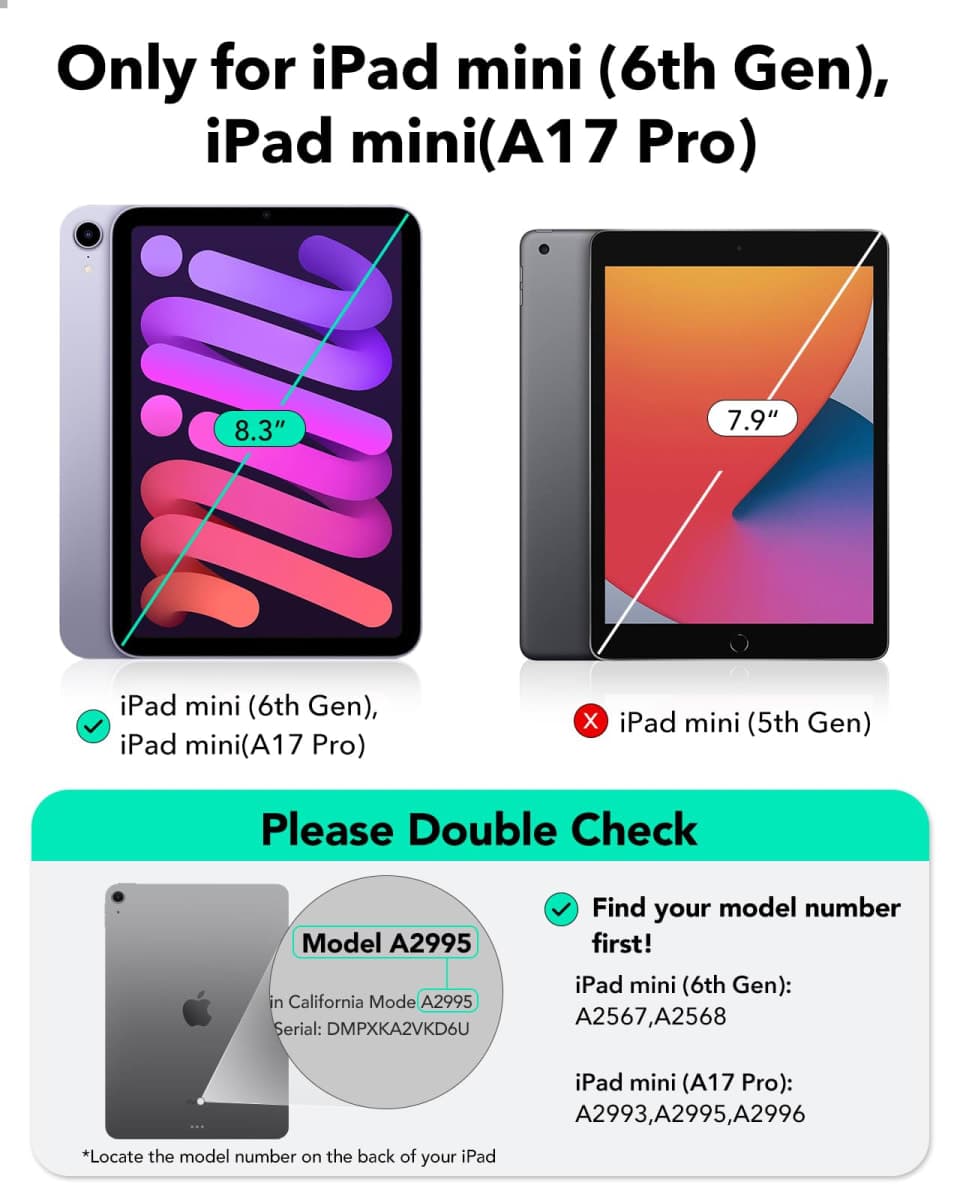 ESR for iPad mini 7 A17 Pro Case, iPad mini 7th/6th Generation Case (2024/2021), Slim and Light, Shock and Drop Protection, Yellowing Resistant, Supports Pencil Pro & Pencil (USB-C), Purple Clear thumbnail 2