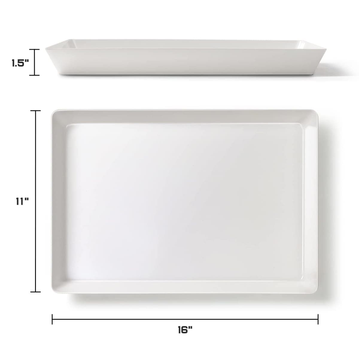3 Pack, 16" x 11" Large White Serving Trays Set - Reusable Plastic Serving Platters for Cookie, Appetizer, Charcuterie, Snack, Dessert, Party Food Display - Stackable Kitchen CounterTop Tray, BPA Free thumbnail 2