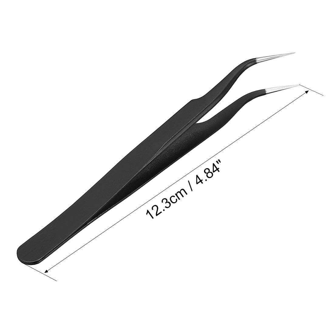 uxcell ESD-15 Tweezers, Anti-Static Stainless Steel Non-Magnetic Curved Tip for Craft Jewelry Electronics, 4.84" Overall Length thumbnail 2