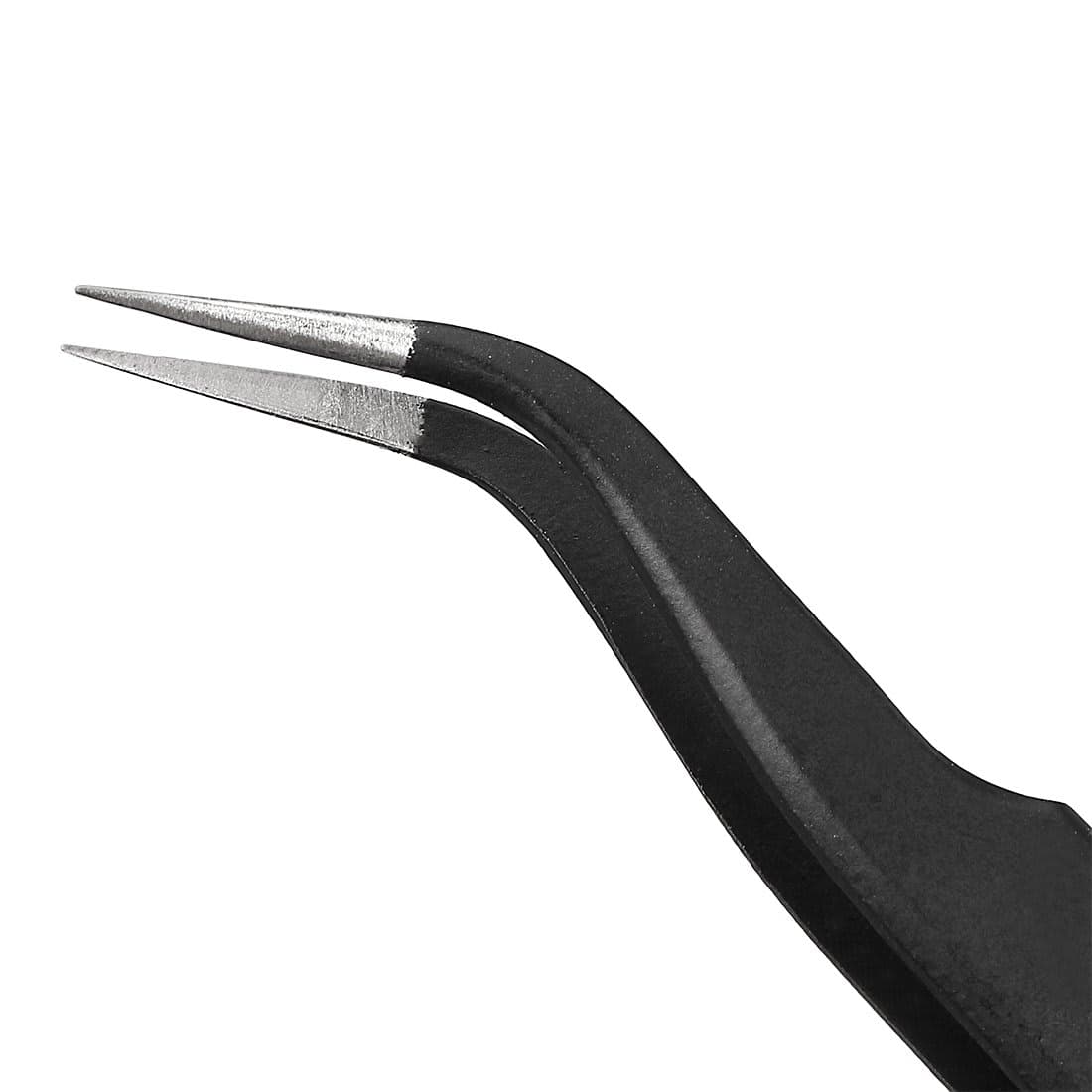 uxcell ESD-15 Tweezers, Anti-Static Stainless Steel Non-Magnetic Curved Tip for Craft Jewelry Electronics, 4.84" Overall Length thumbnail 4