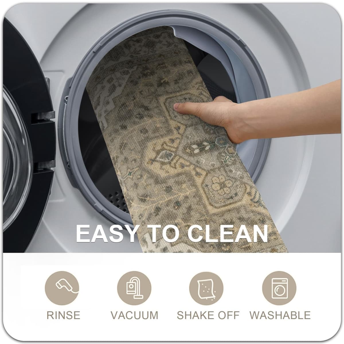 Collive Indoor Door Mat Retro Floor Mat, Non Slip Washable Doormat Quickly Absorb, Distressed Entrance Rug Low-Pile Front Door Mat, Inside Entryway Carpet for Entrance - 32"x48", Taupe thumbnail 3