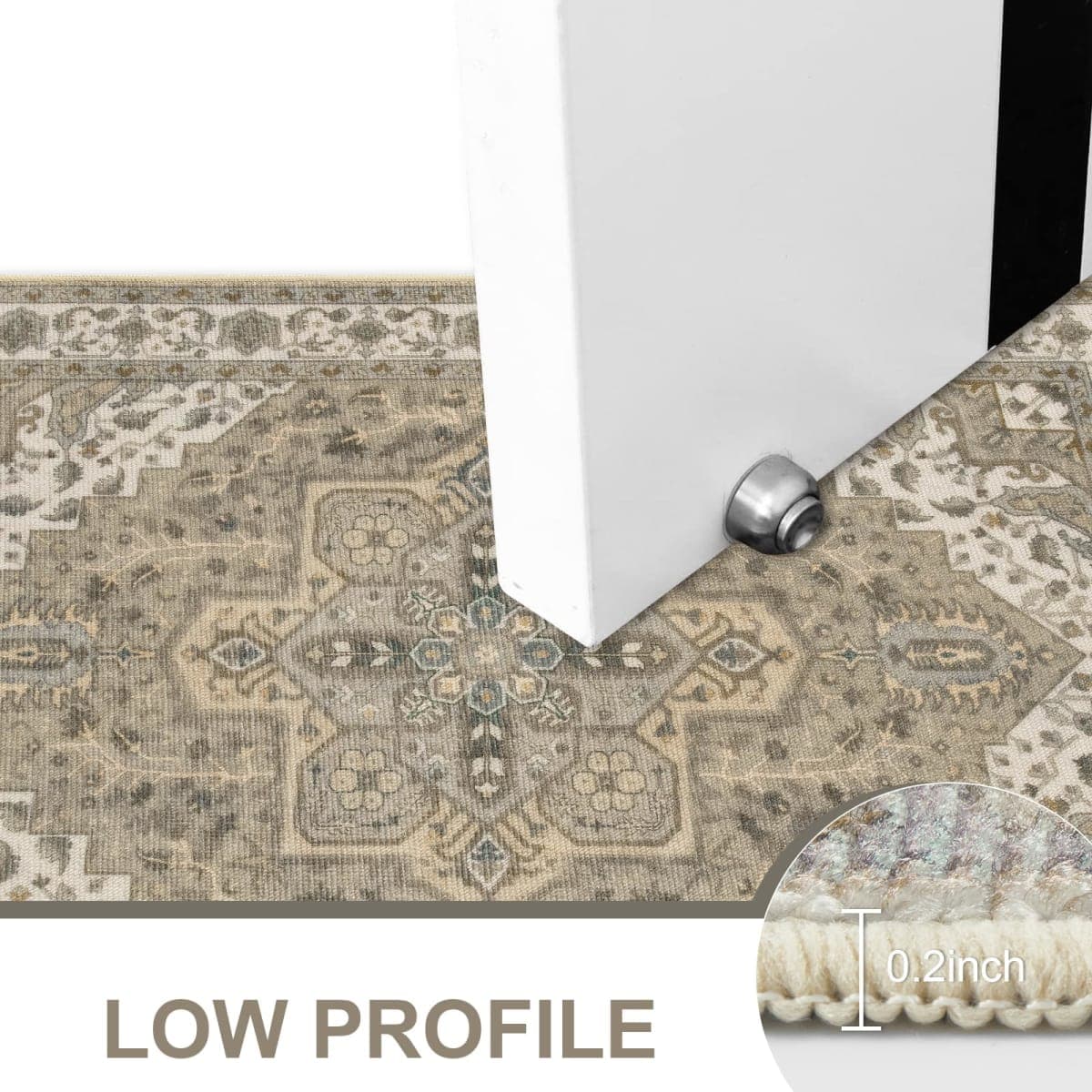 Collive Indoor Door Mat Retro Floor Mat, Non Slip Washable Doormat Quickly Absorb, Distressed Entrance Rug Low-Pile Front Door Mat, Inside Entryway Carpet for Entrance - 32"x48", Taupe thumbnail 5