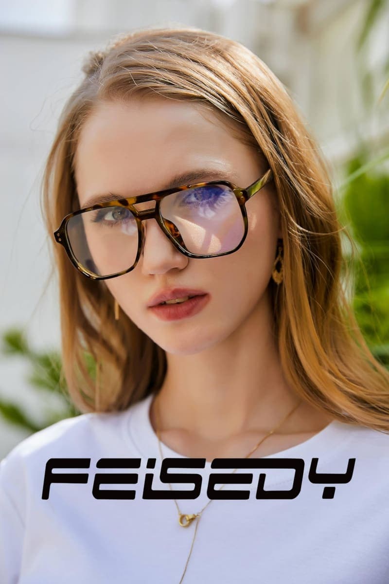 FEISEDY Blue Light Blocking Reading Glasses for Woman Men, Fashion Square Computer Lightweight Pilot Glasses, Anti Eyestrain Glare Readers B0318 Tortoise,1.5x thumbnail 2
