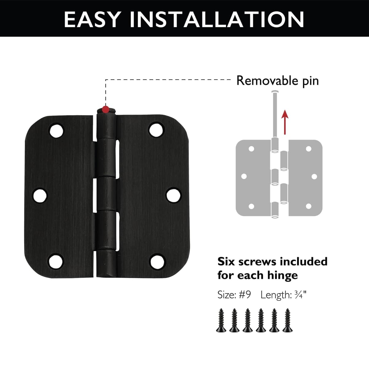 Design House 181438 3-Pack Door Hinge Bearing 3.5", Oil Rubbed Bronze, 3 Piece thumbnail 3