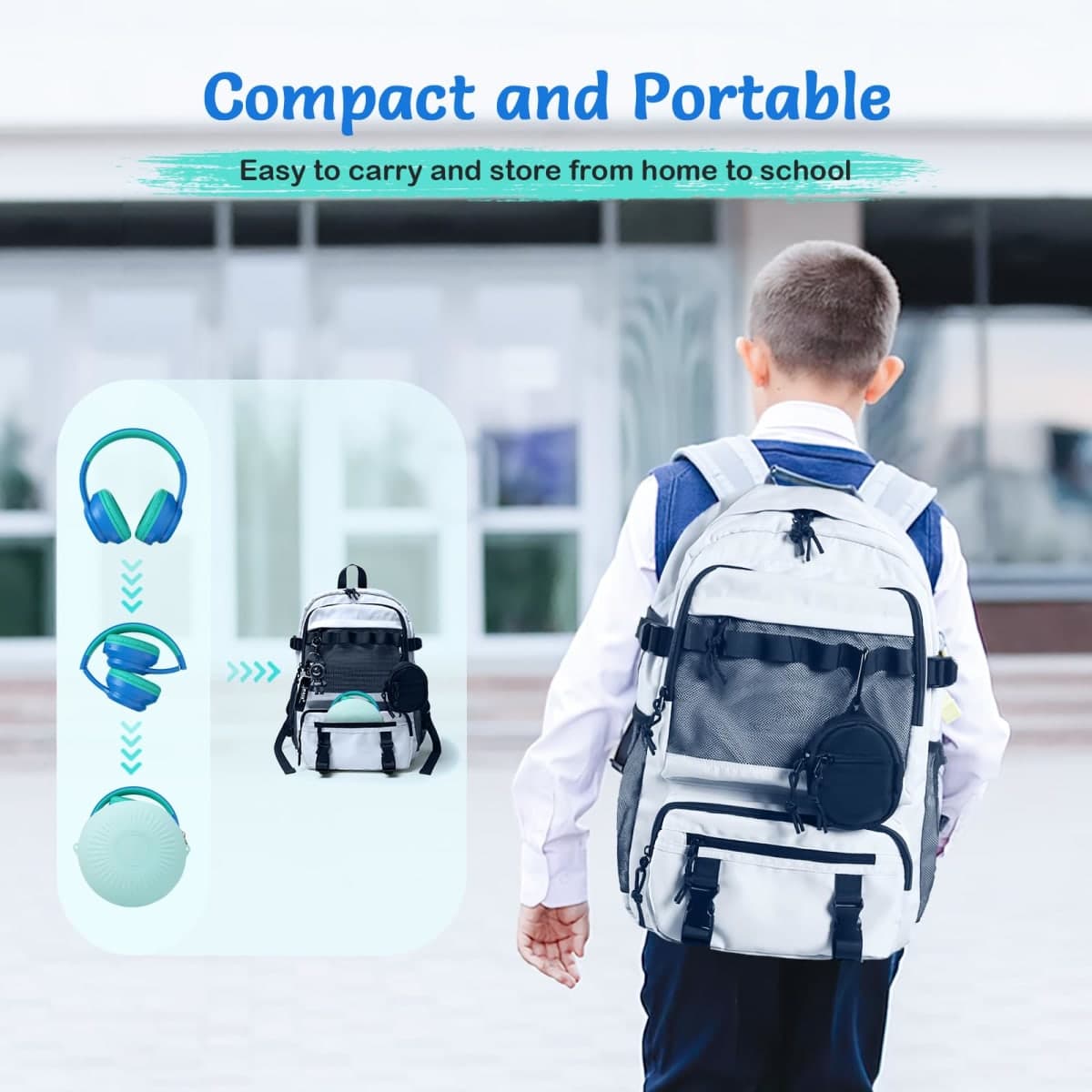 TONOSHARK Kids Wired Headphones with Microphone (Blue) thumbnail 5