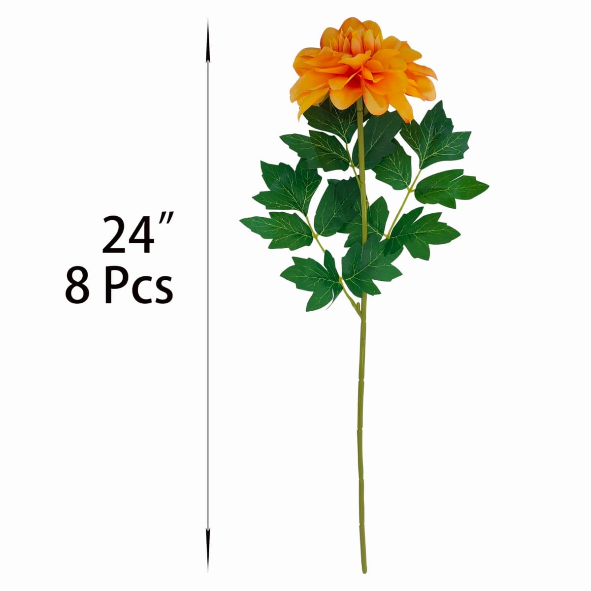 ATFL 8 Pcs Dahlia Artificial Flowers, 24" Fake Silk Dahlia Flower Bouquets for DIY Wedding Centerpieces Arrangements Bridal Shower Party Home Decorations (8, Orange) thumbnail 2
