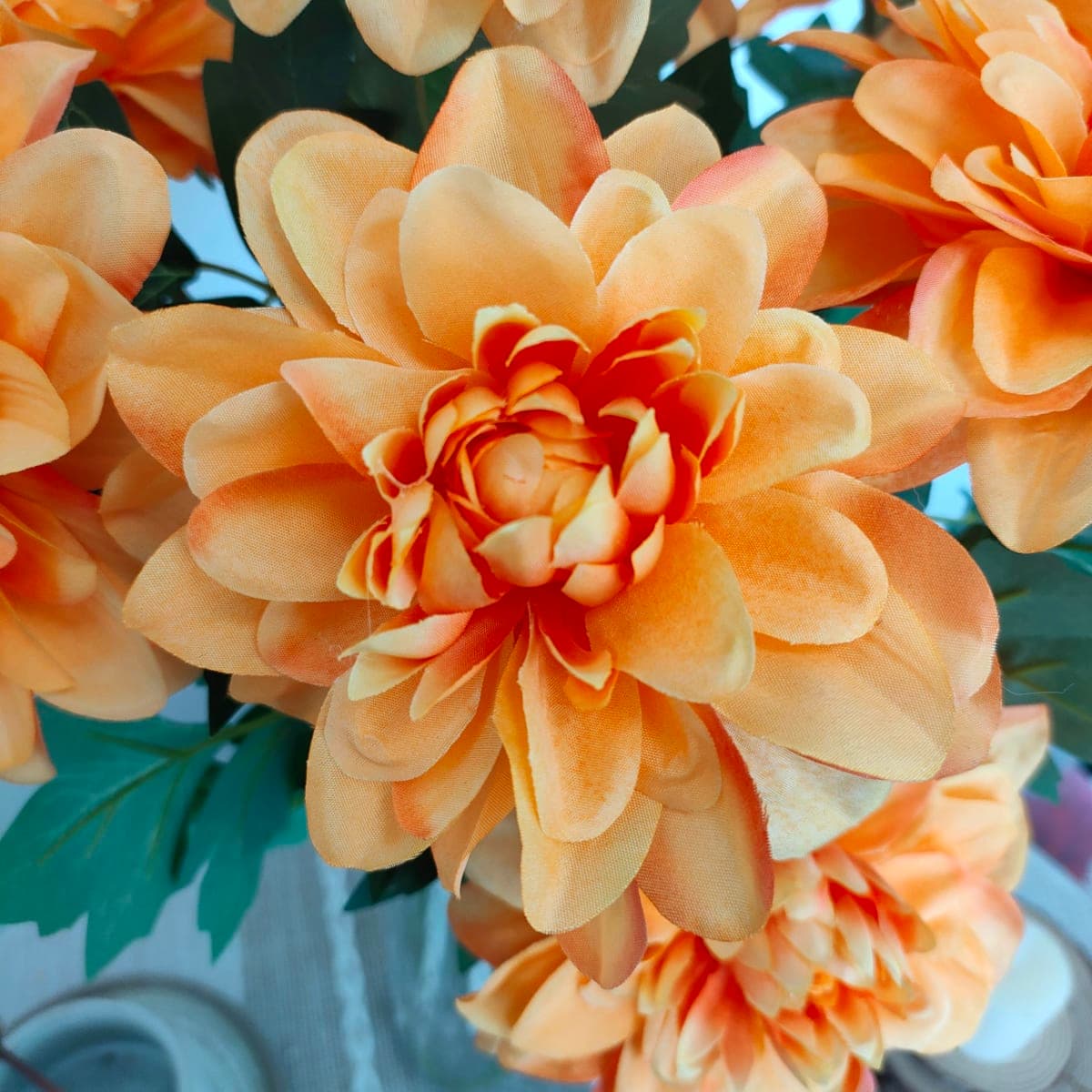 ATFL 8 Pcs Dahlia Artificial Flowers, 24" Fake Silk Dahlia Flower Bouquets for DIY Wedding Centerpieces Arrangements Bridal Shower Party Home Decorations (8, Orange) thumbnail 4