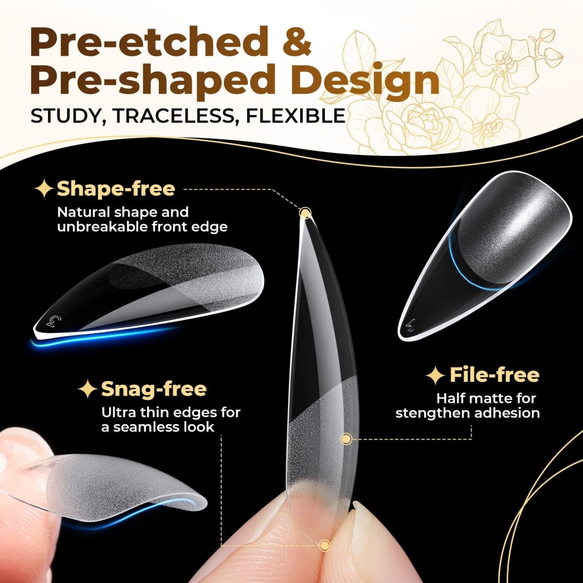 UNA GELLA Medium Stiletto Nails Press On 504Pcs Medium Stiletto Nail Tips Full Cover Pre-matte Almond Press On Nails Clear Fake False Nails For Nail Extensions Home Nail Art Salon 12 Sizes thumbnail 3