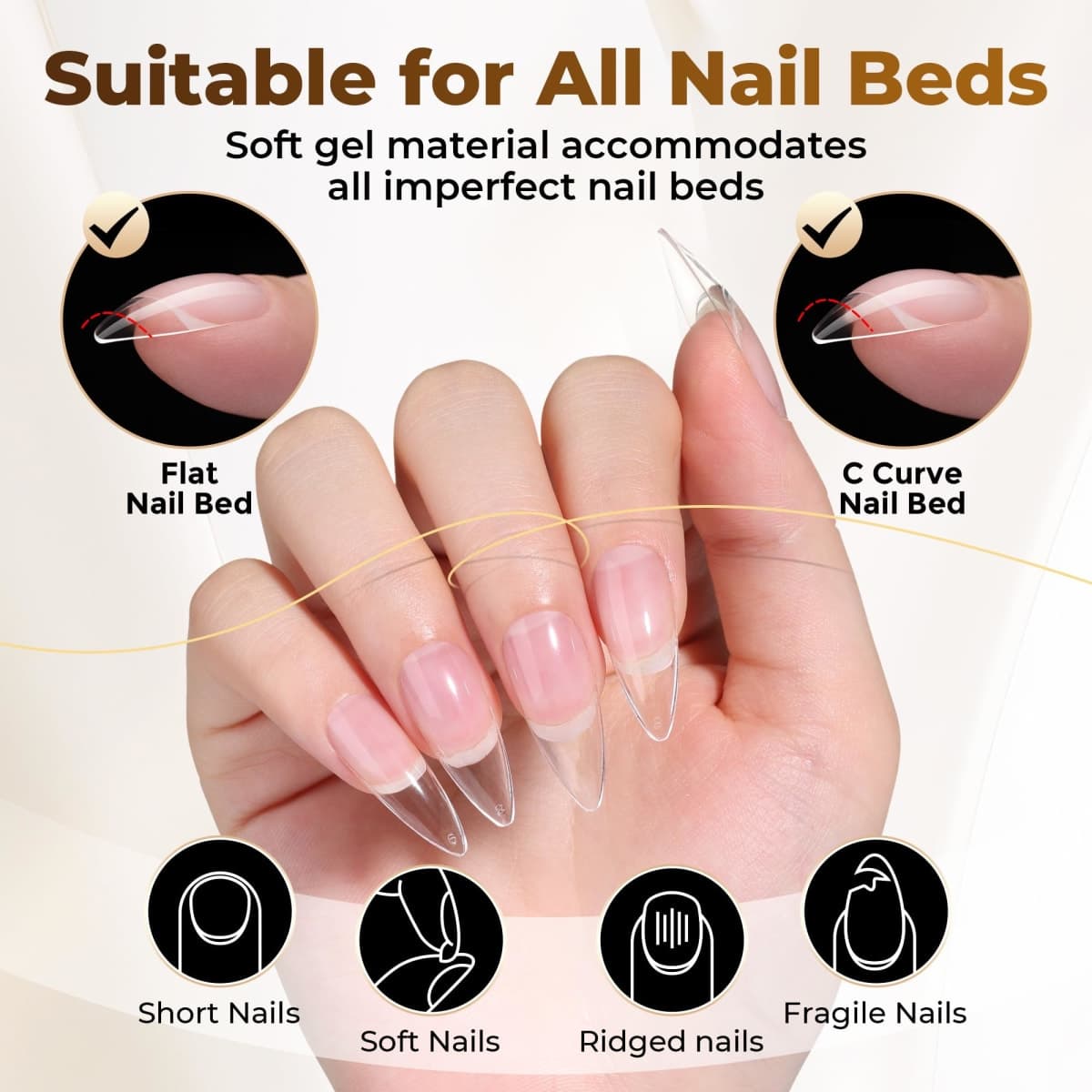 UNA GELLA Medium Stiletto Nails Press On 504Pcs Medium Stiletto Nail Tips Full Cover Pre-matte Almond Press On Nails Clear Fake False Nails For Nail Extensions Home Nail Art Salon 12 Sizes thumbnail 4