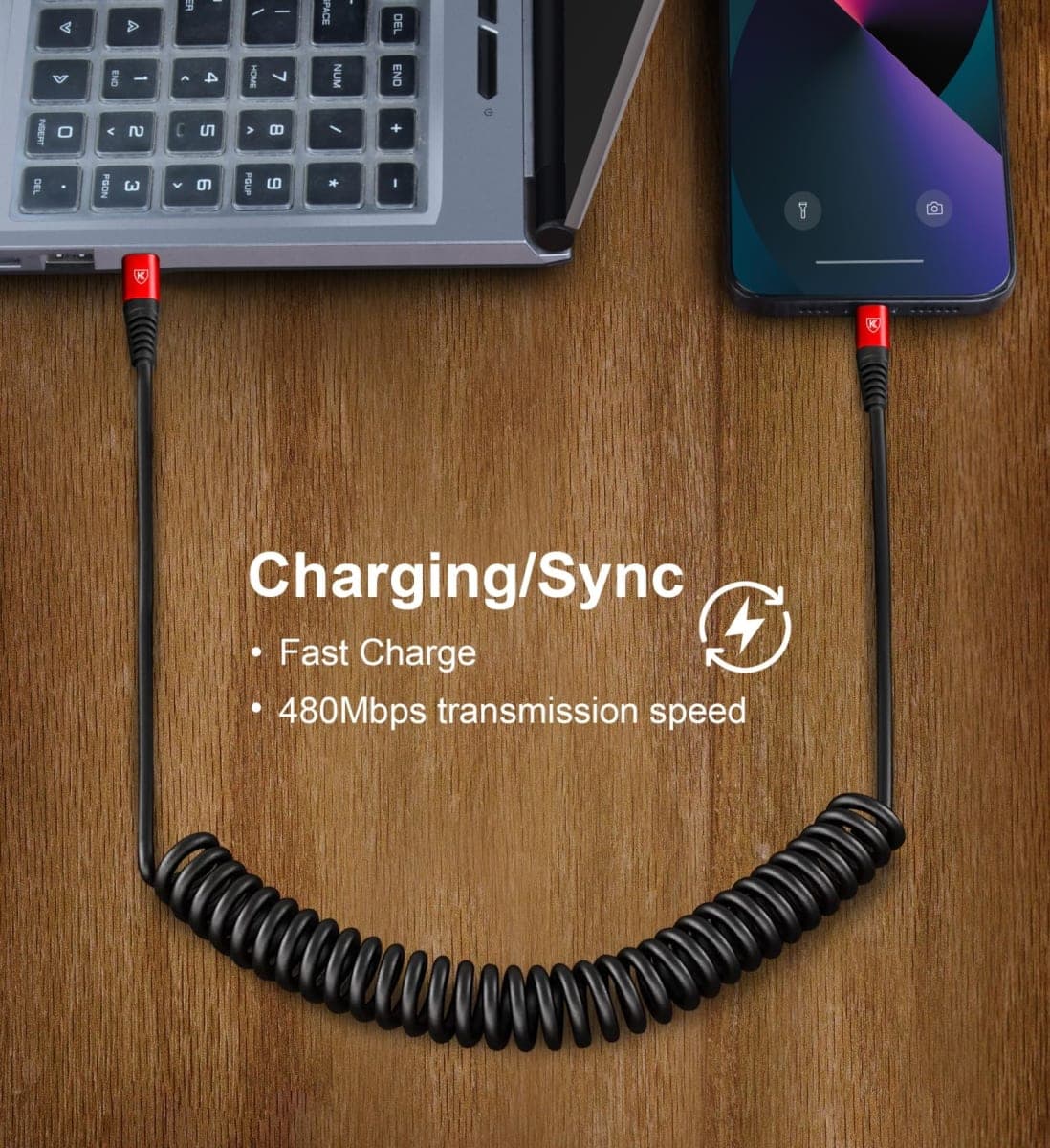 KIYODA USB C to USB C Cable 6ft, 2Pack Coiled USBC Charger Cable for Car, Type C Fast Charging Compatible with iPhone 17/16/15/Plus/Pro/Pro Max/MacBook Pro 2020/iPad Pro 2020/Samsung Galaxy S23-Red thumbnail 5