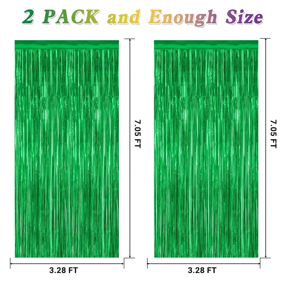 ZATAYE 2 Pack Green Metallic Football Party Decorarions, 3.28 FT x 7.05 FT Tinsel Curtains Streamer Backdrop, Game Day Decorations thumbnail 2
