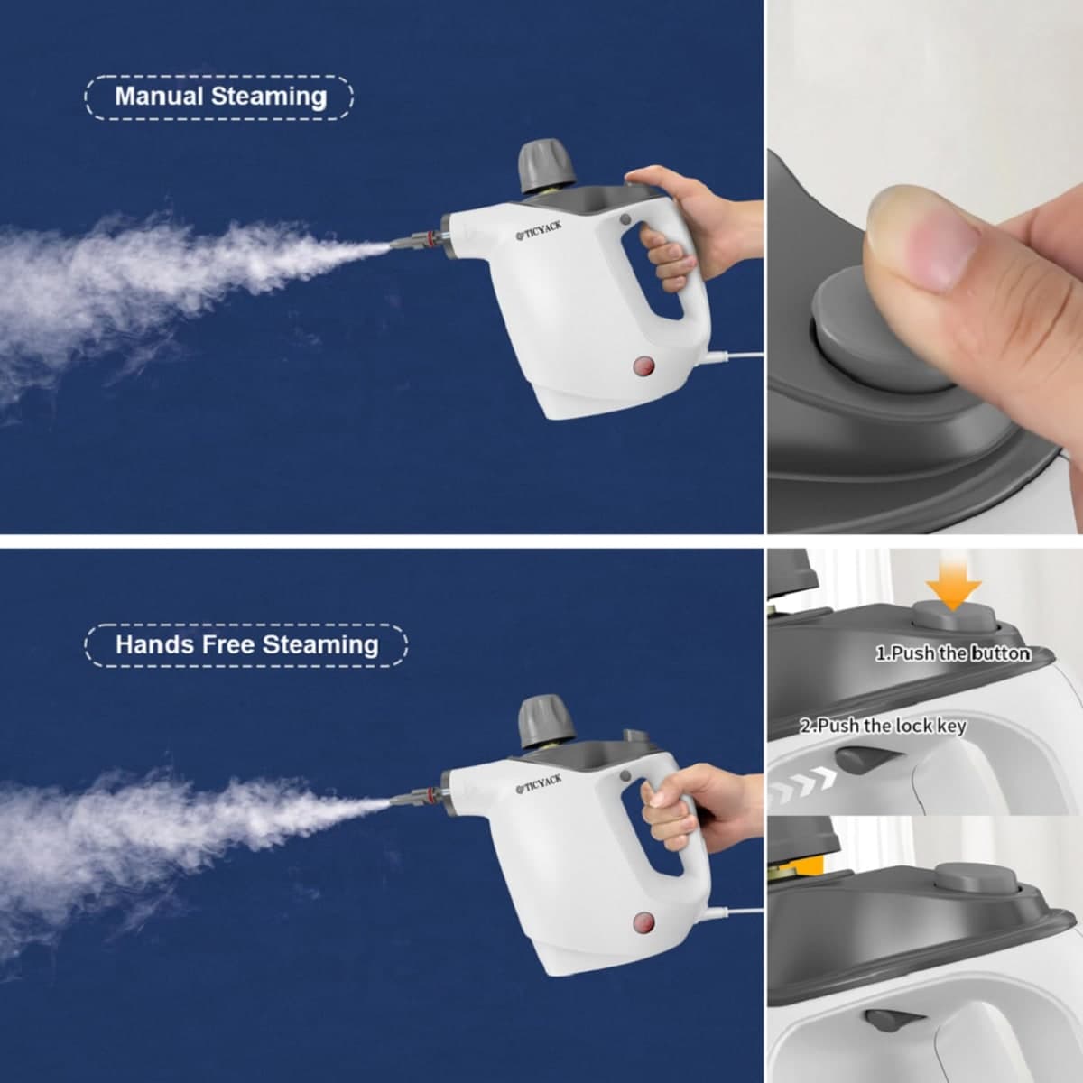 Handheld Steam Cleaner, Steam Cleaner with 16 PCS Accessory & Safety Lock, 500ML Large Capacity Natural Surface Steam for Cleaning, Multipurpose Steamer for Home, Car, Bathroom, Grease (White) thumbnail 4