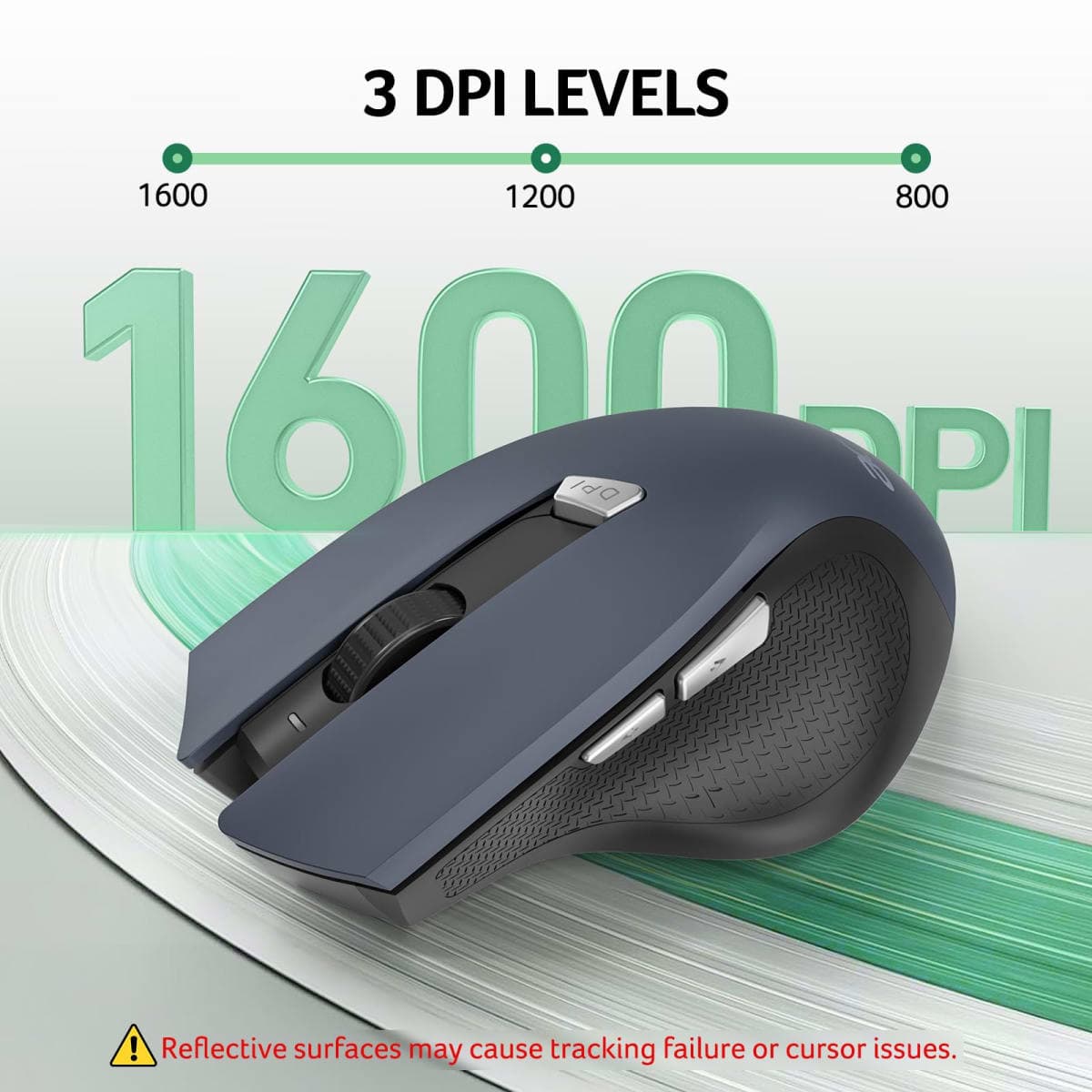 Acer Wireless Mouse for Laptop, 2.4GHz Computer Mouse Wireless with USB Receiver, Portable Cordless Mice, 3 Adjustable DPI Ergo USB Mice, 6 Buttons, Medium to Large Sized Hands for PC, Laptop, Desktop thumbnail 3
