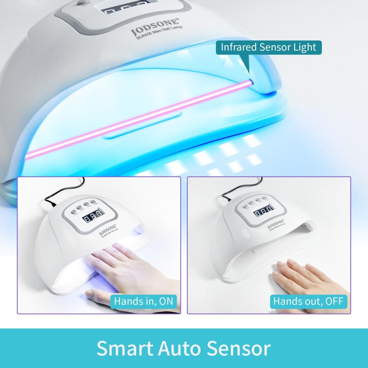 JODSONE U V LED Nail Lamp, Nail Dryer for Gel Polish, Nail Lamp Led Nail Light for Gel Nails with Automatic Sensor & 4 Timers thumbnail 3