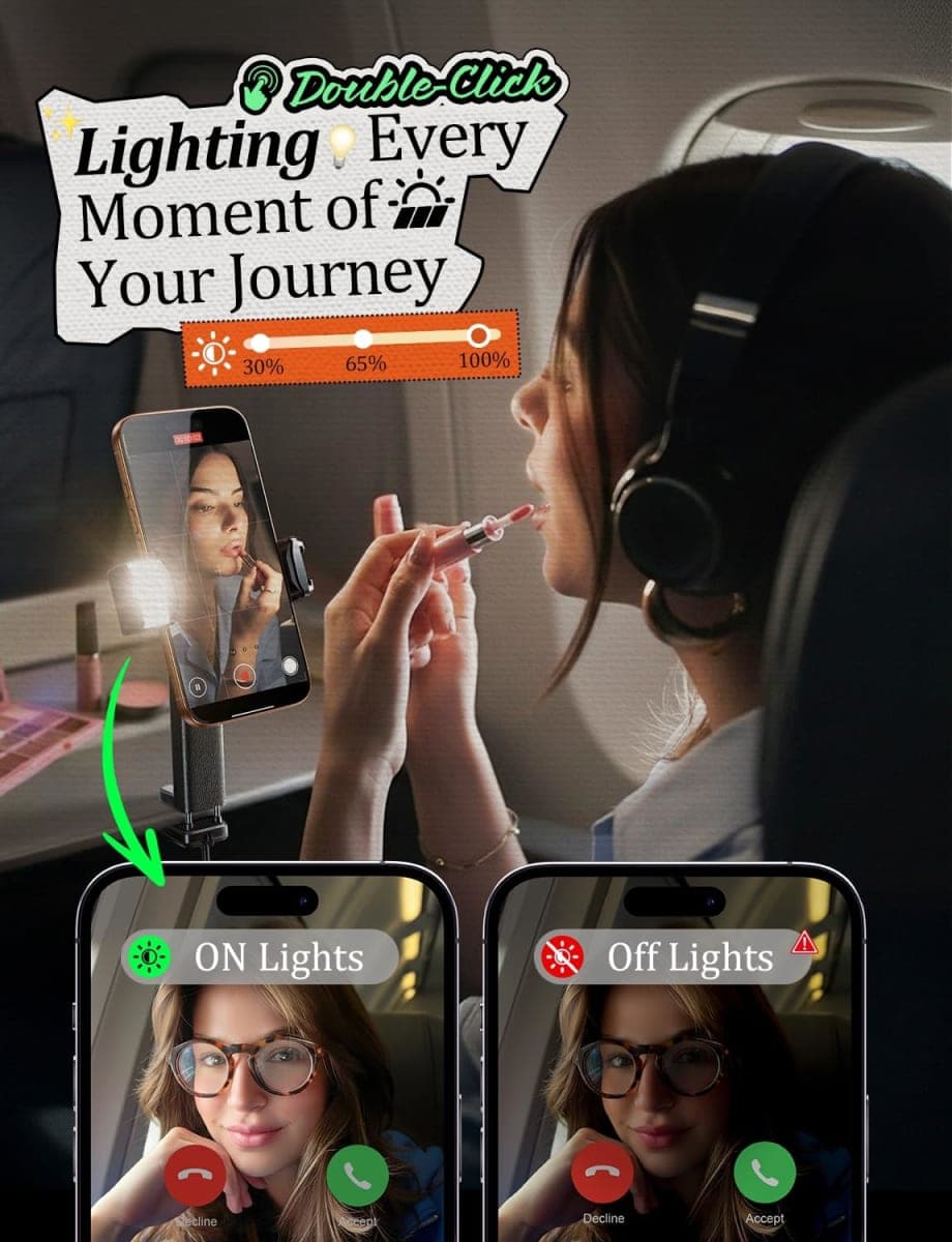 LISEN Airplane Phone Holder Mount with Light Handsfree for Plane Seat Back Airplane Travel Essentials Gadgets Flying Long Flight Travel Accessories for Women Men Cruise Ship Essentials 2026 thumbnail 3