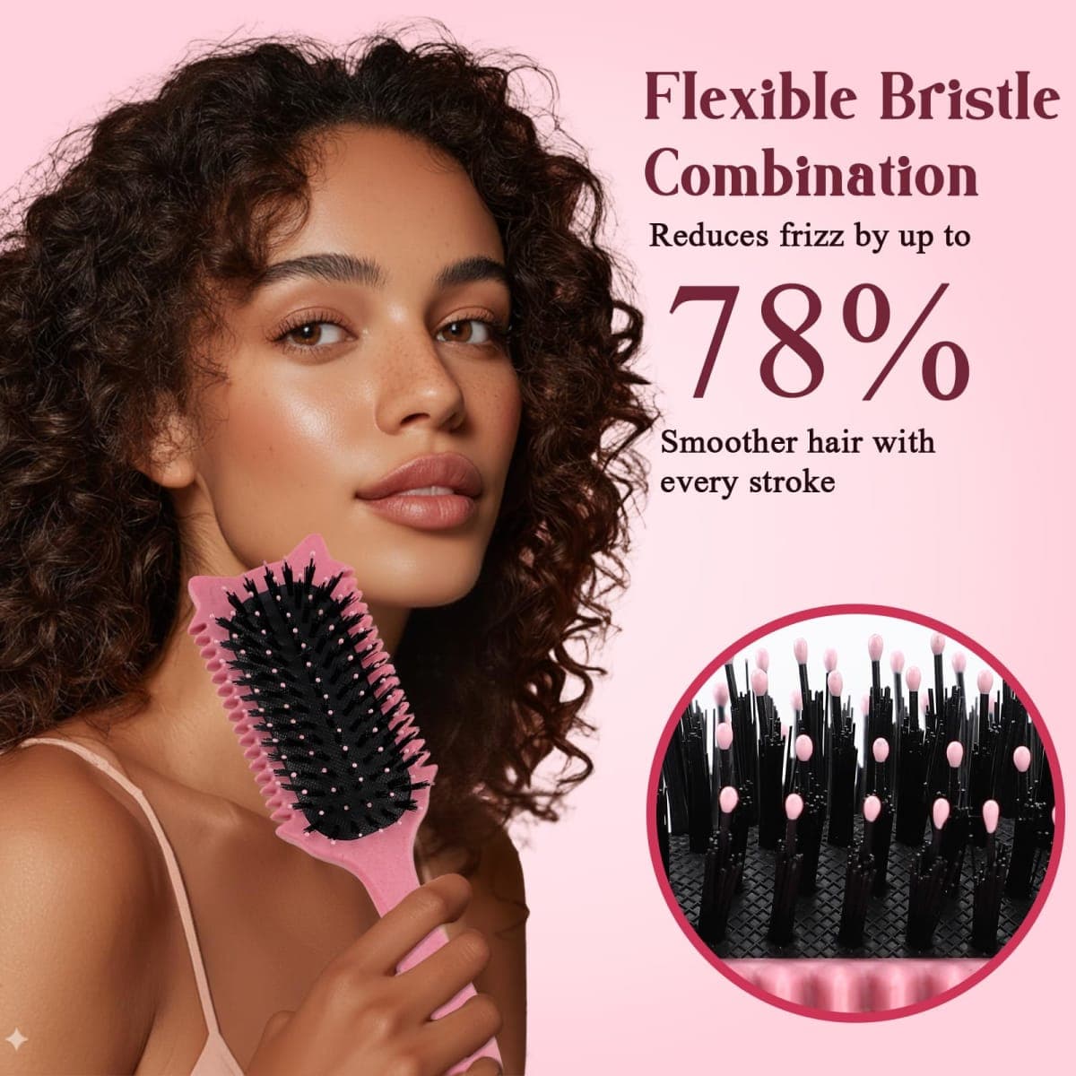 Curly Hair Brush, Curl Defining Brush for Effortless Curly Hair Care, Funny Cat Ear Type Curl Brush Suitable for Wet & Dry Hair,Women and Men,Reduces Frizz (Pink) thumbnail 5
