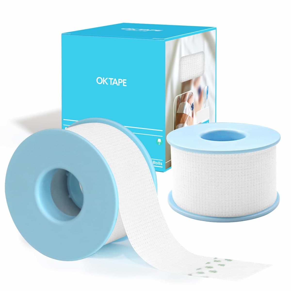 OK TAPE Silicone Medical Tape (2 Rolls) for Sensitive Skin,Waterproof Surgical Tape for Secures Dressings and Gauze,Pain-Free Removal Micropore Tape, First Aid Bandage Tape,1" x 5yd,White — image 1
