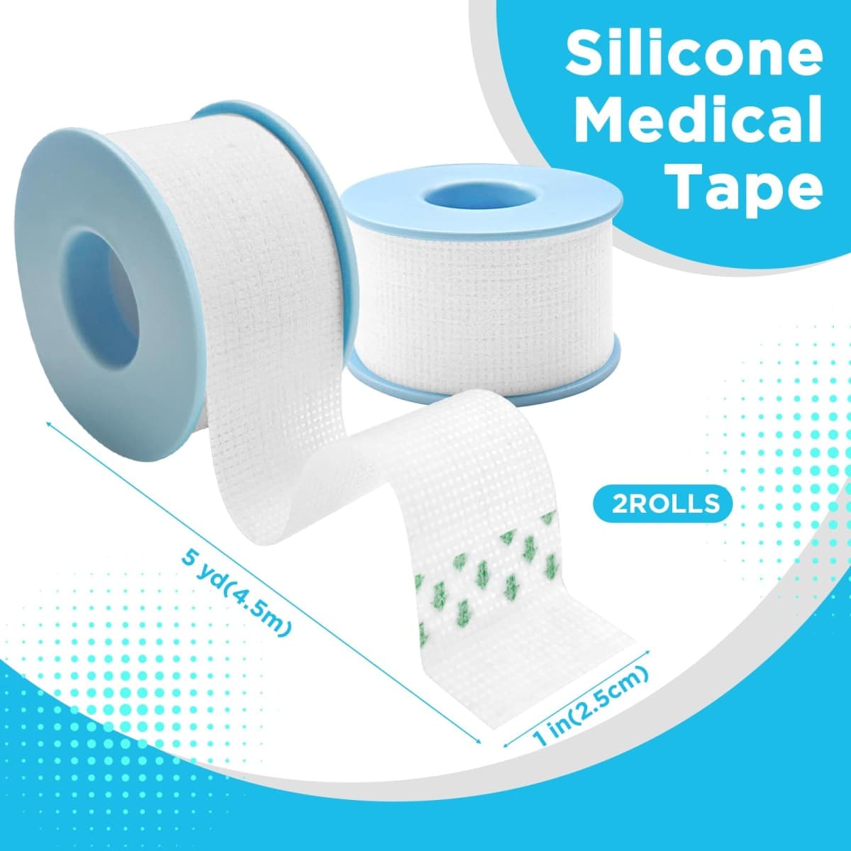 OK TAPE Silicone Medical Tape (2 Rolls) for Sensitive Skin,Waterproof Surgical Tape for Secures Dressings and Gauze,Pain-Free Removal Micropore Tape, First Aid Bandage Tape,1" x 5yd,White thumbnail 2