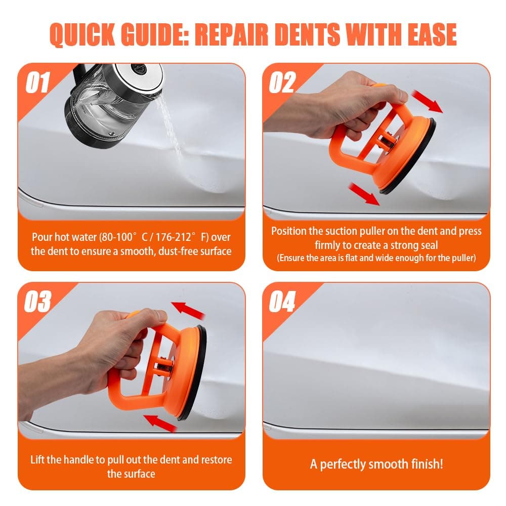 Dent Puller - Car Dent Repair Kit (3 Pieces) with High-Strength Suction Cups - Effective Car Dent Remover for Vehicle Body, Glass, Tiles & More - Durable and Easy to Use for DIY Paintless Repair thumbnail 4