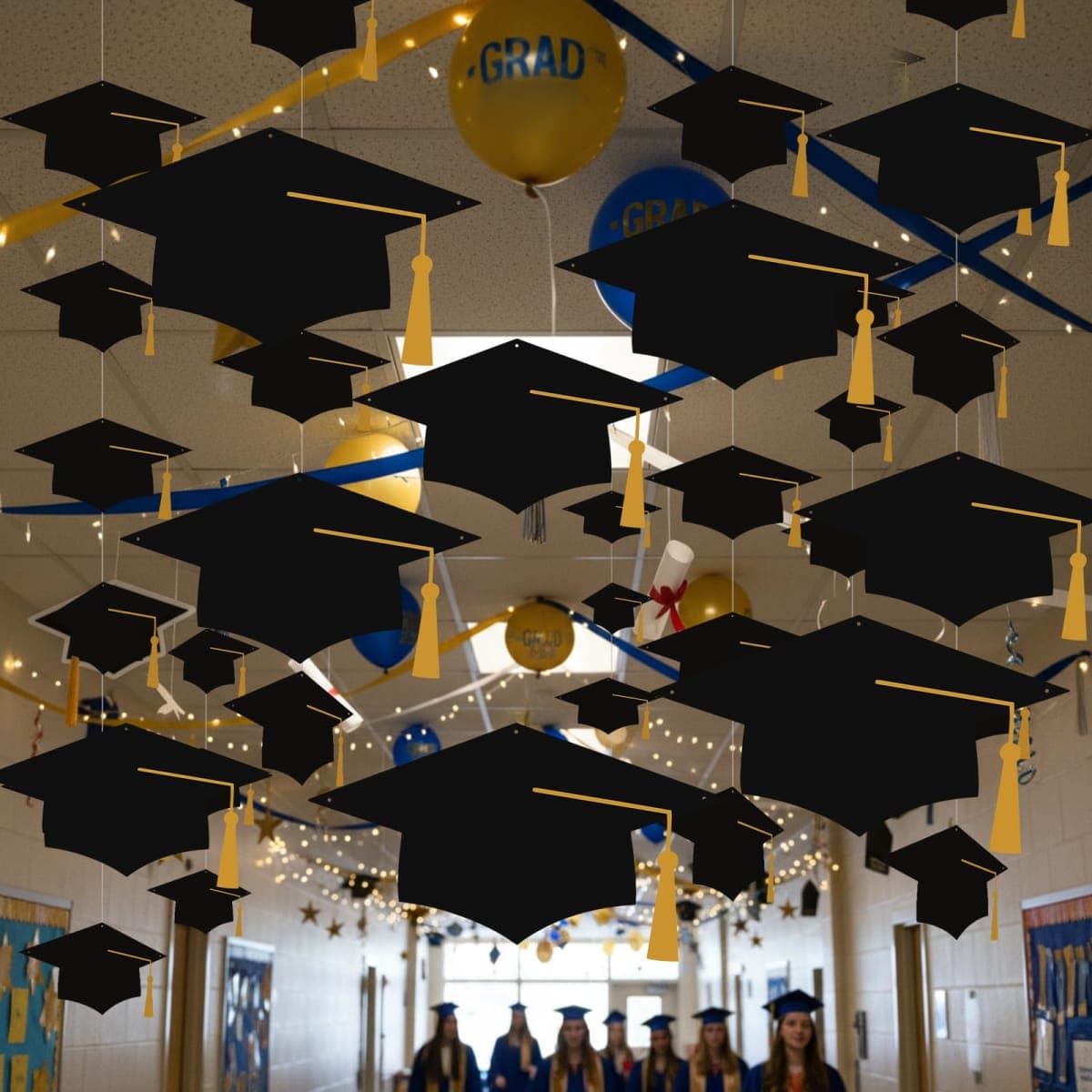 Yinder 18 Pcak 2026 Large Graduation Hat Decoration 16″ 14″ 12″ Graduation Hat Hanging Ornament Congrats Grad Party Decor with Rope for School Classroom College Ceiling Staircase Hallway Home, 3 Size thumbnail 3