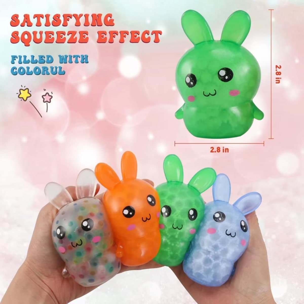 Easter Basket Stuffers,Easter Basket Essentials,4pcs Squishy Easter Bunny Stress Balls for Adults,Easter Stress Relief Fidget Balls,Easter Party Favors Easter Basket Ideas Gifts (4pcs-B) thumbnail 2