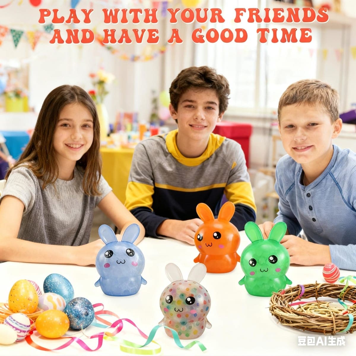 Easter Basket Stuffers,Easter Basket Essentials,4pcs Squishy Easter Bunny Stress Balls for Adults,Easter Stress Relief Fidget Balls,Easter Party Favors Easter Basket Ideas Gifts (4pcs-B) thumbnail 4