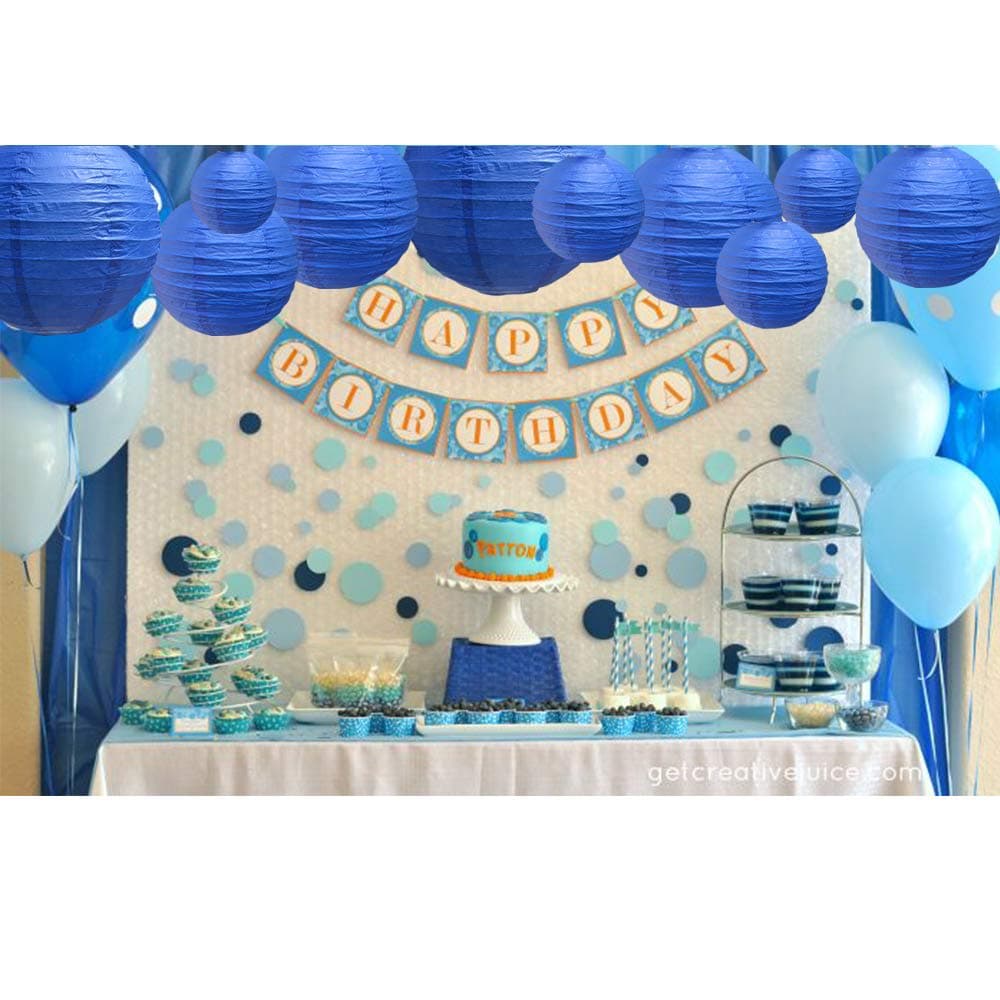 BEISHIDA Dark Blue Round Paper Lanterns Decorative Hanging Asia Chinese Japanese Paper Lanterns Lamp for Birthday Wedding Baby Bridal Shower Hannukah Home Decor Party Decoration（10 Packs） thumbnail 4