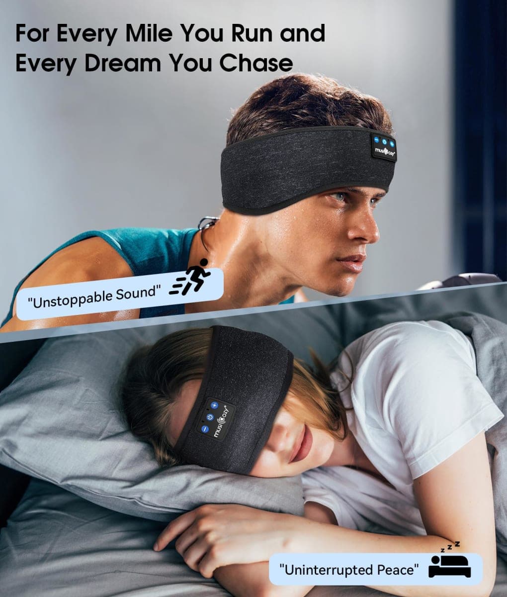 MUSICOZY Sleep Headphones Bluetooth Headband, Wireless Music Sleeping Headphones Sleep Mask Earbuds IPX6 Waterproof for Side Sleepers Workout Running Insomnia Travel Yoga Cool Tech Gadgets Unique Gift thumbnail 2