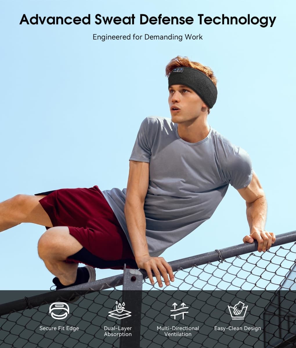MUSICOZY Sleep Headphones Bluetooth Headband, Wireless Music Sleeping Headphones Sleep Mask Earbuds IPX6 Waterproof for Side Sleepers Workout Running Insomnia Travel Yoga Cool Tech Gadgets Unique Gift thumbnail 3
