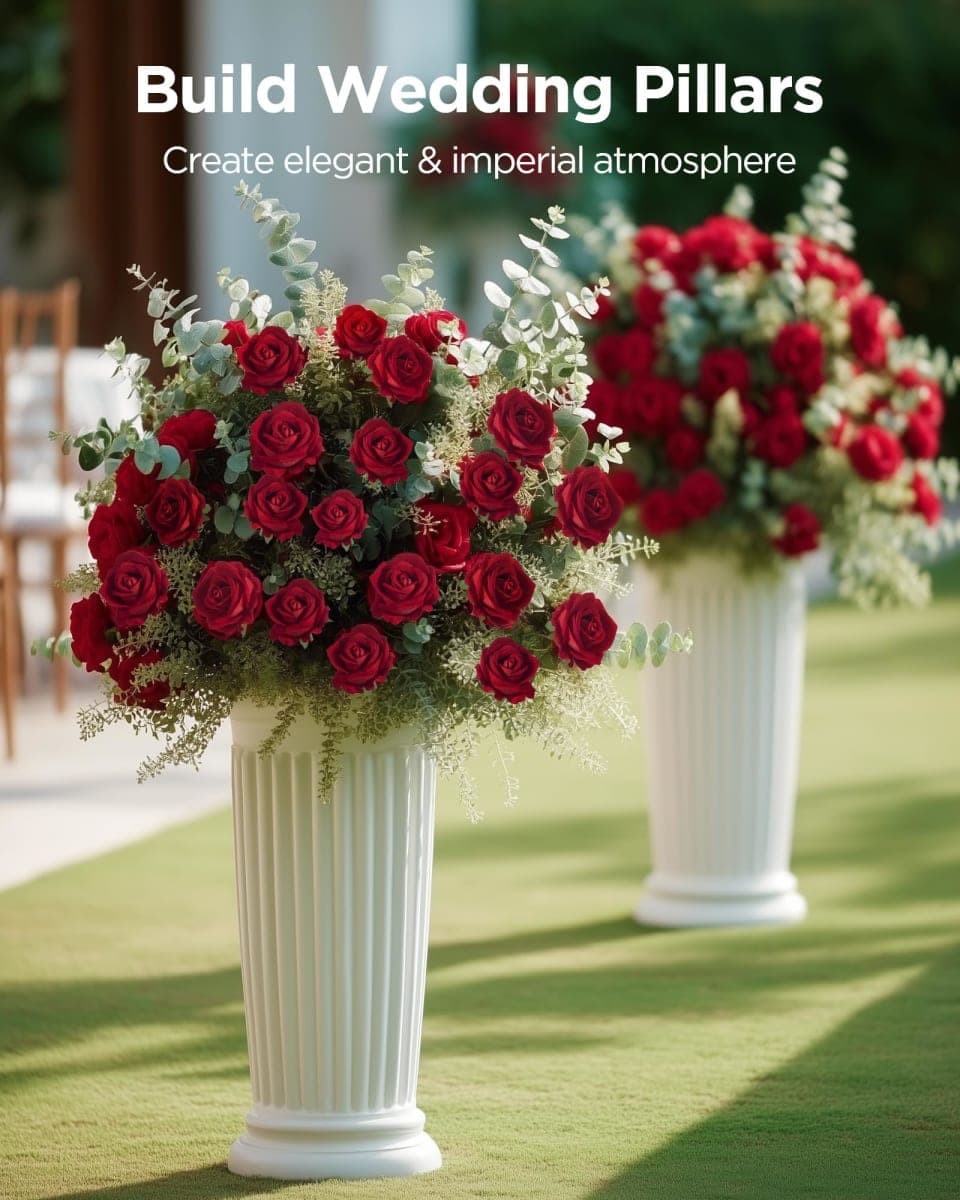 InnoGear 50 Pcs Red Roses Artificial Flowers, Fake Velvet Silk Rose Bulk Faux Flower for Decoration DIY Wedding Centerpieces Proposal Bridal Bouquets Shower Party Home Floral Decor (50, Red) thumbnail 5