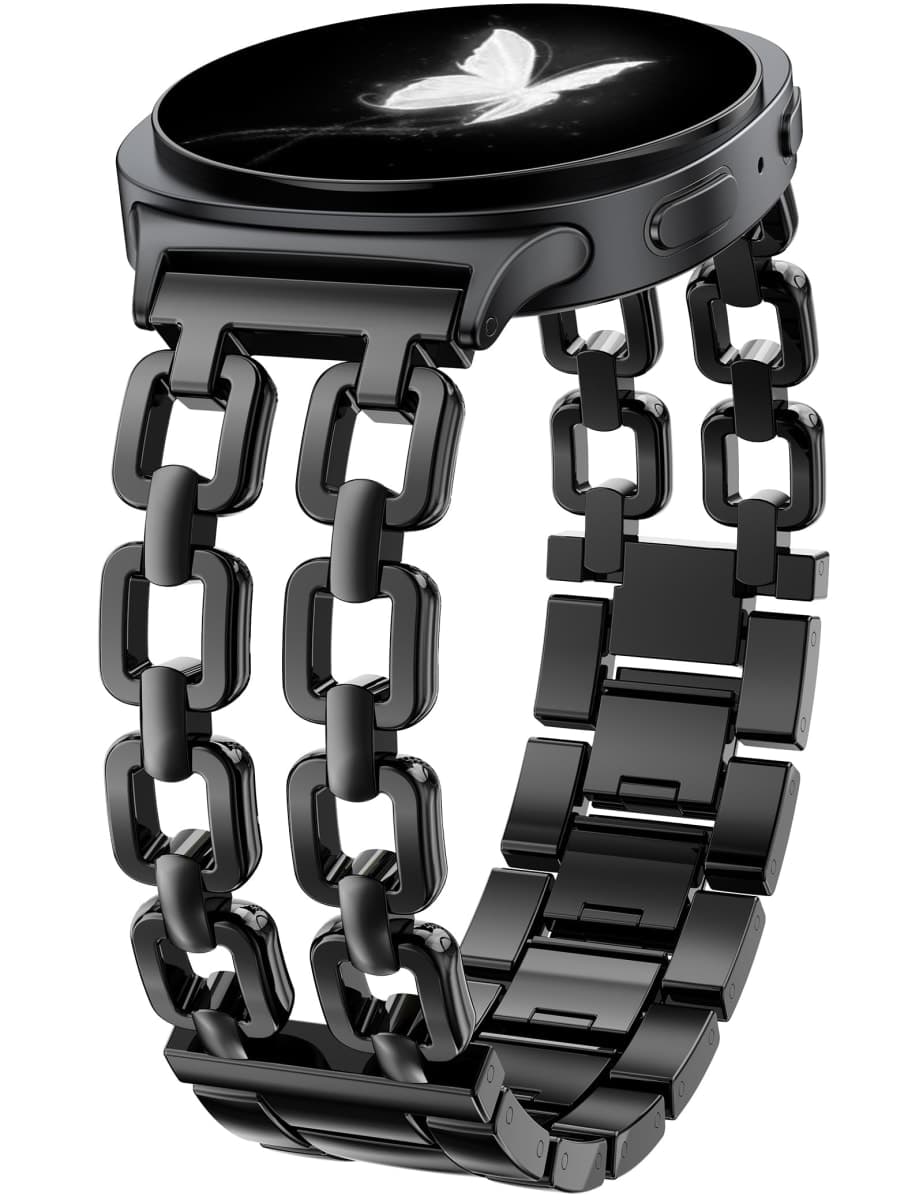 Wearlizer Metal Bands Compatible with Samsung Galaxy Watch 8 Band 40mm 44mm/Watch 8 Classic 46mm, No Gap Dressy Stainless Steel Chain Strap Wristbands Accessories for Women — image 1