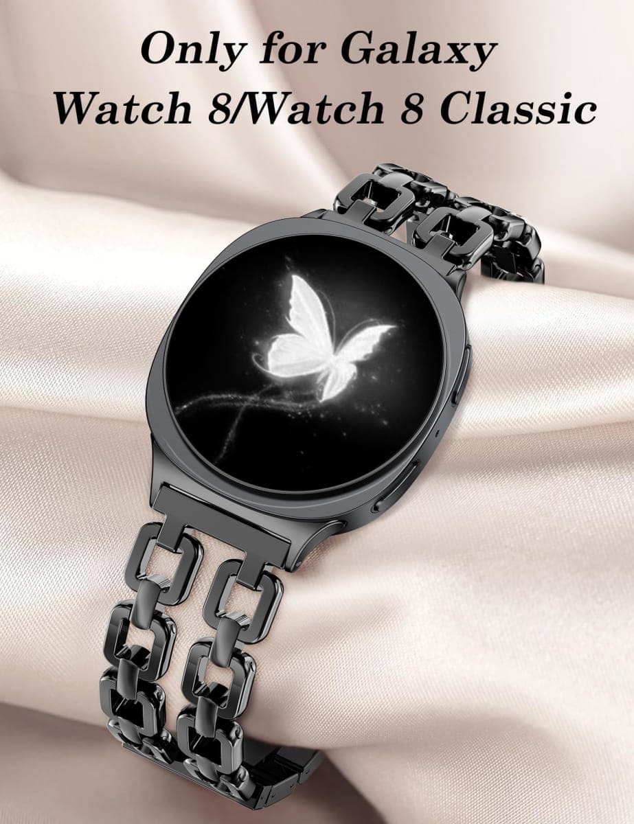 Wearlizer Metal Bands Compatible with Samsung Galaxy Watch 8 Band 40mm 44mm/Watch 8 Classic 46mm, No Gap Dressy Stainless Steel Chain Strap Wristbands Accessories for Women thumbnail 2