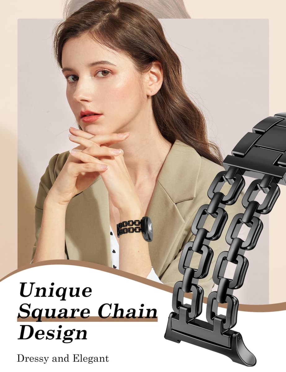 Wearlizer Metal Bands Compatible with Samsung Galaxy Watch 8 Band 40mm 44mm/Watch 8 Classic 46mm, No Gap Dressy Stainless Steel Chain Strap Wristbands Accessories for Women thumbnail 4
