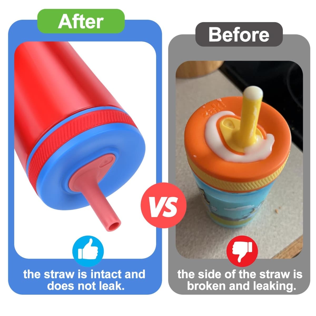 Vodolo Straw Replacement Compatible with Zak Straw Cups,4PCS 15 oz Tumbler Water Bottle Reusable Silicone Straw BPA-Free with Straw Cleaning Brush for Zak Designs Kelso 12 oz Cups thumbnail 2